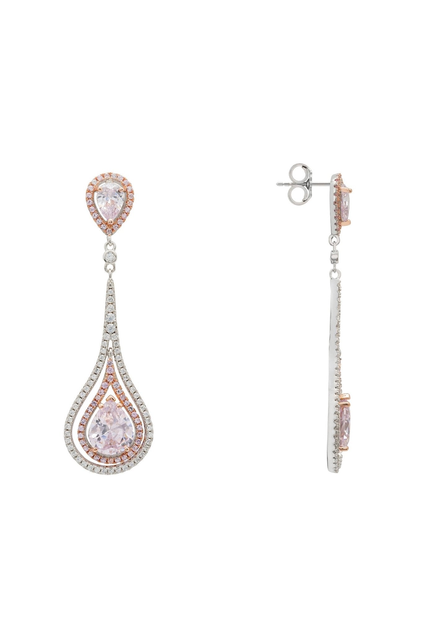 Lady Jane Pendulum Drop Earrings Silver Morganite - LATELITA Earrings