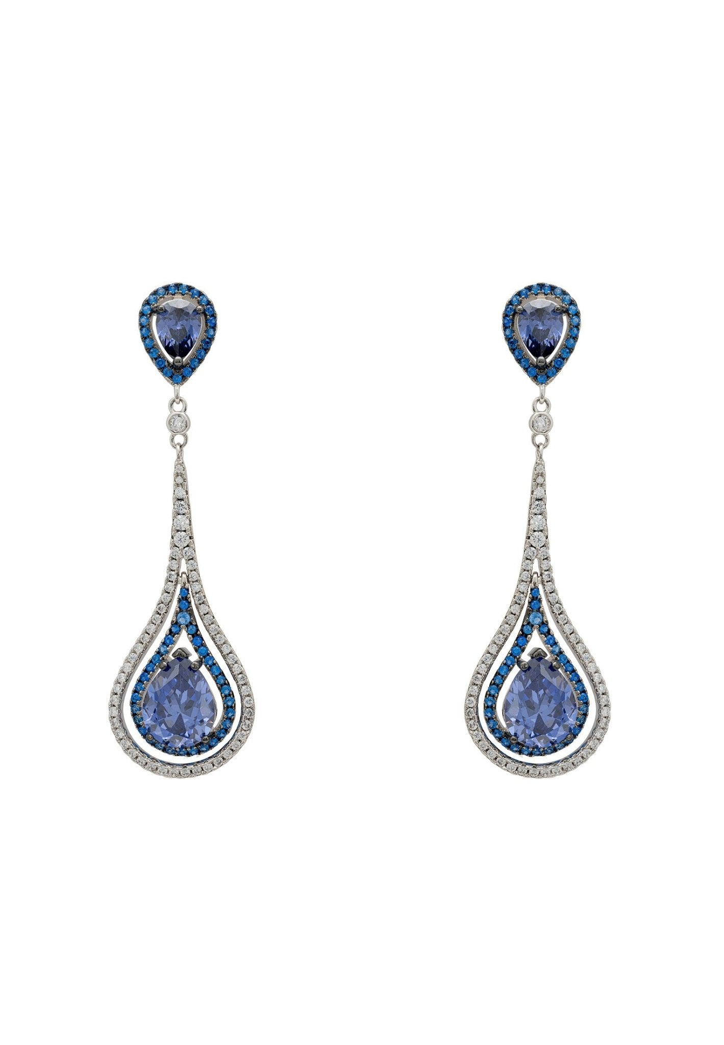 Lady Jane Pendulum Drop Earrings Silver Tanzanite - LATELITA Earrings