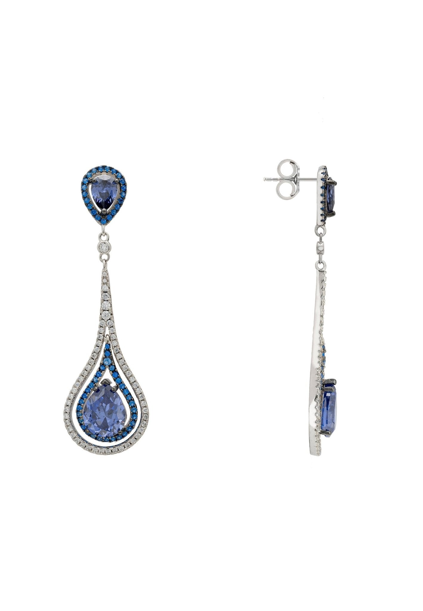 Lady Jane Pendulum Drop Earrings Silver Tanzanite