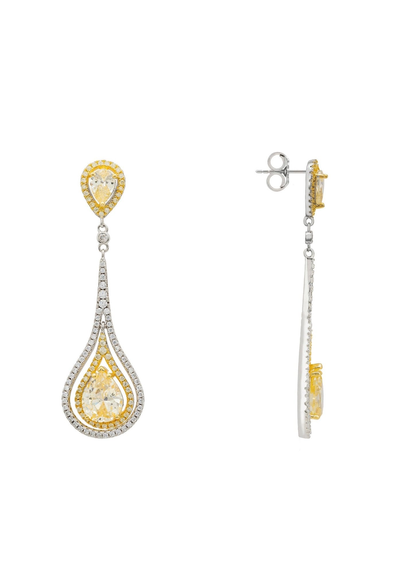 Lady Jane Pendulum Drop Earrings Silver Yellow Topaz - LATELITA Earrings