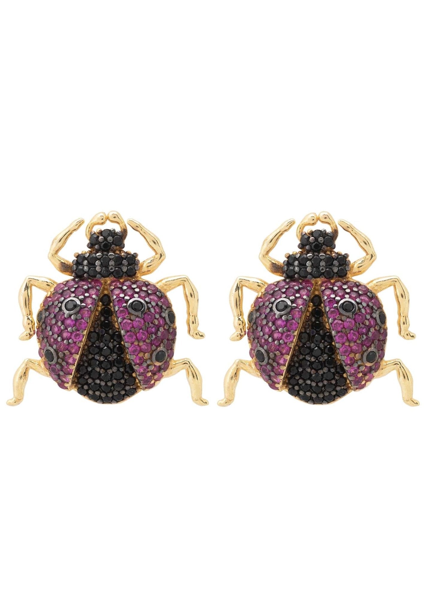 Ladybird Large Bug Stud Earrings Gold - LATELITA Earrings
