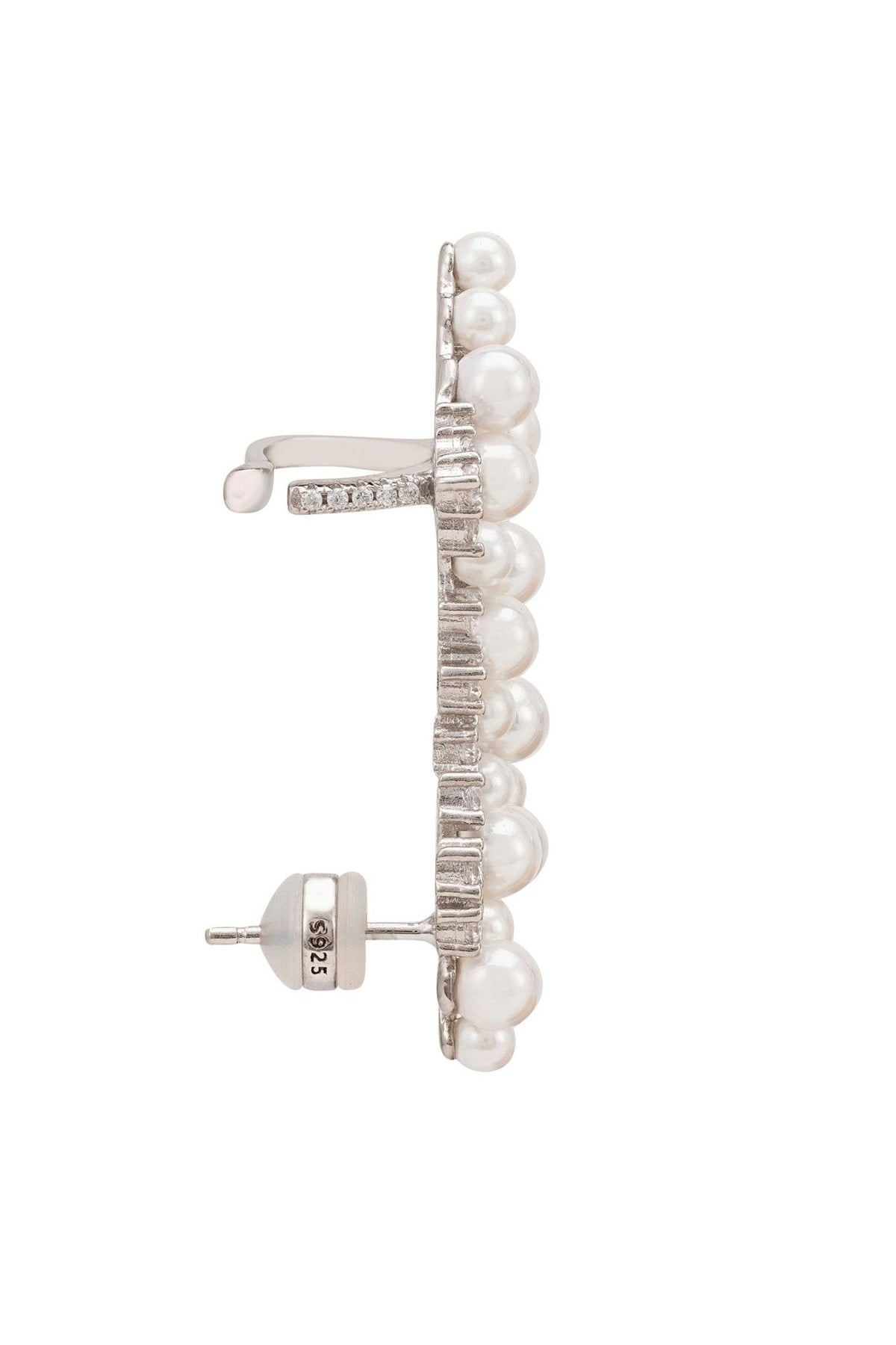 Lambeth Pearl Ear Climber Left Ear Silver - LATELITA Earrings