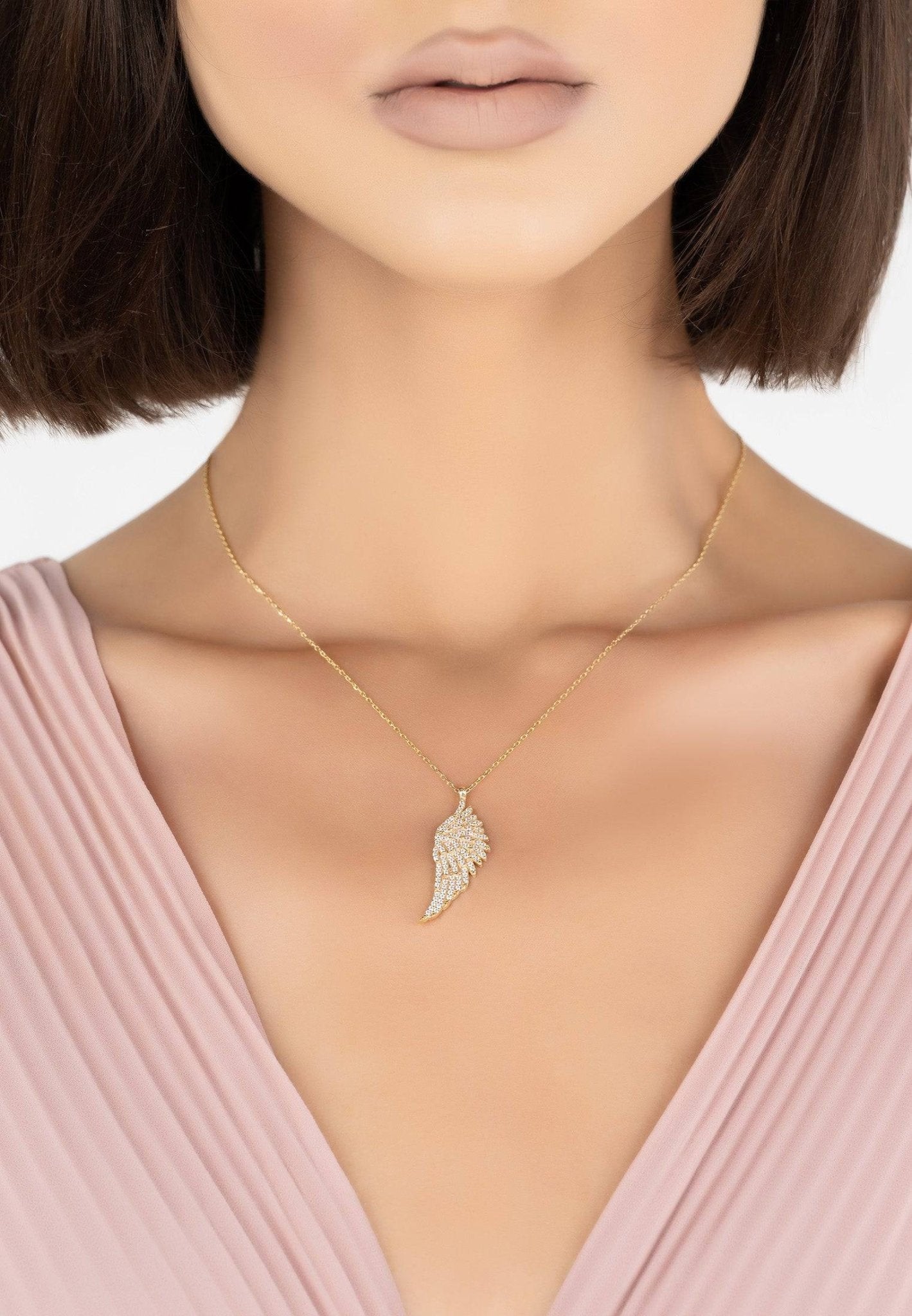 Large Angel Wing Necklace Gold - LATELITA Necklaces