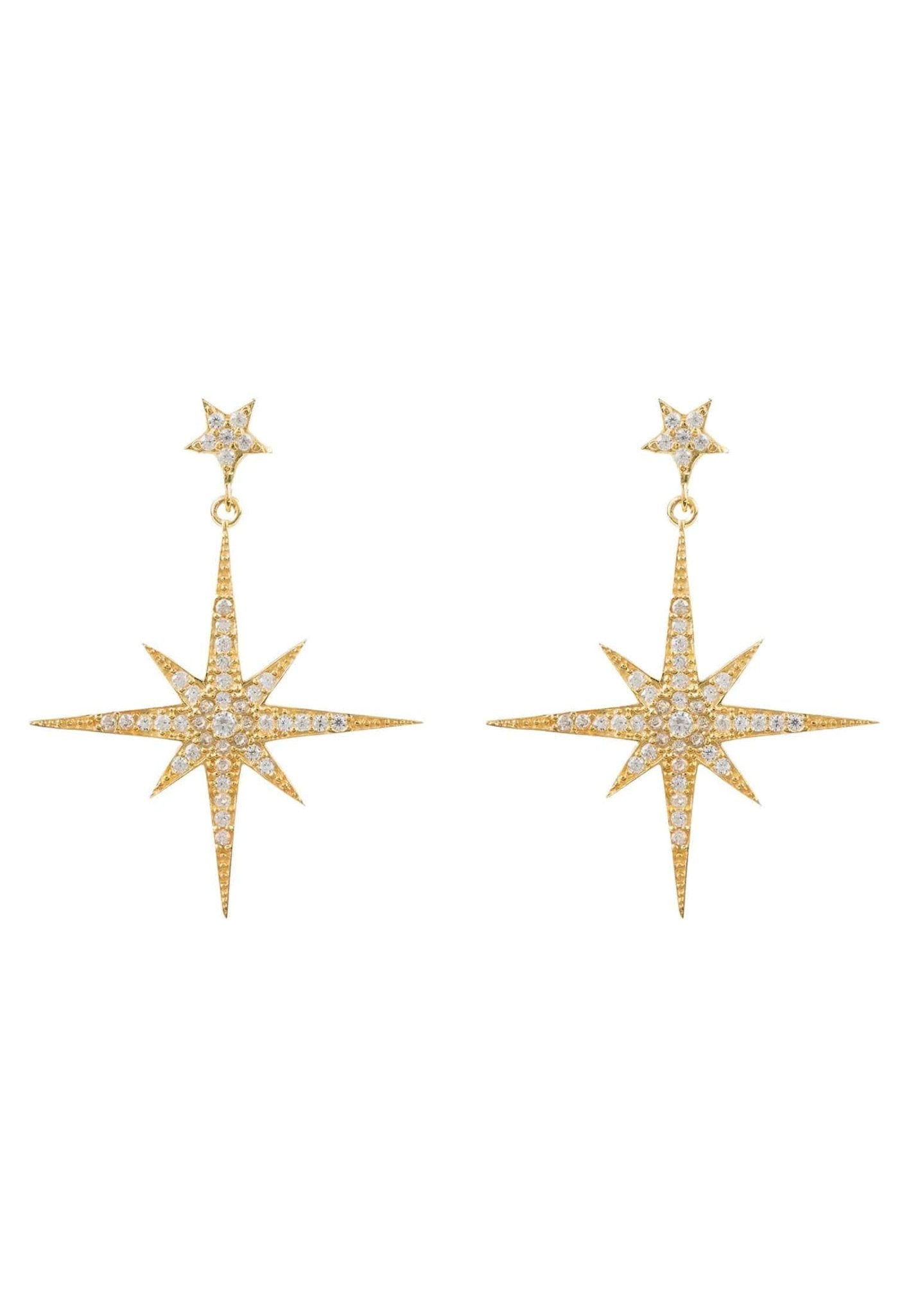 Large Star Burst Drop Earrings Gold - LATELITA Earrings