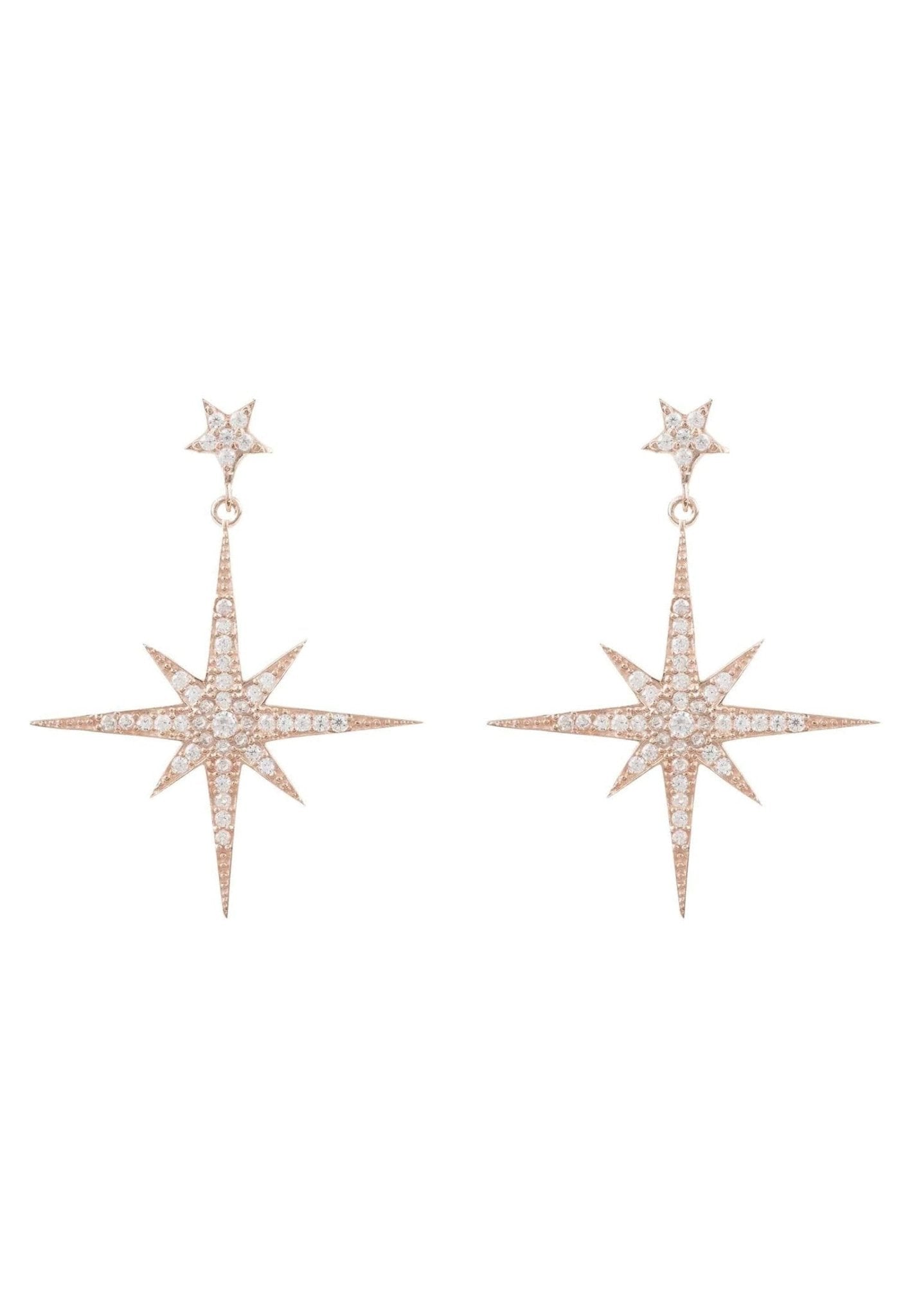 Large Star Burst Drop Earrings Rosegold - LATELITA Earrings