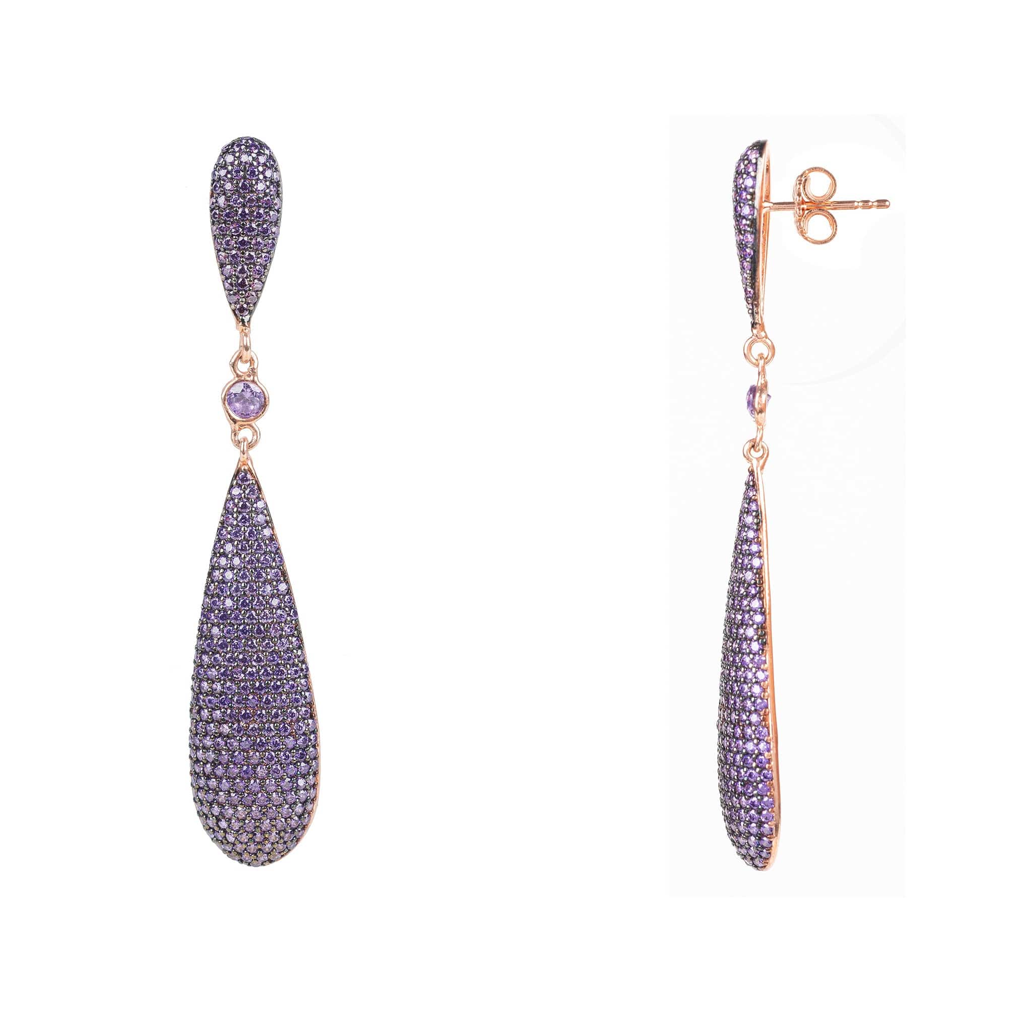 Latelita Coco`S Long Drop Earrings Amethyst Purple Cz - LATELITA Earrings