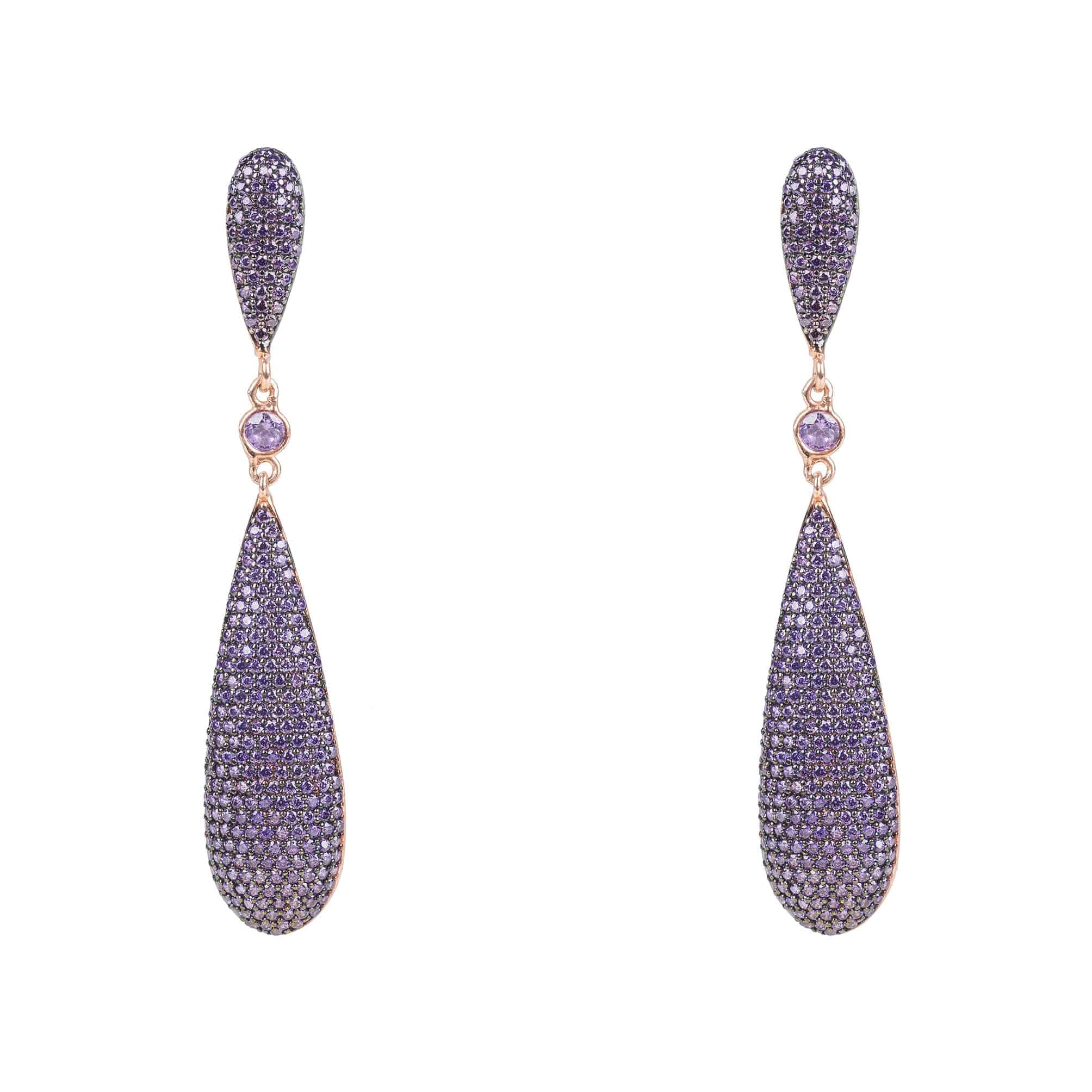Latelita Coco`S Long Drop Earrings Amethyst Purple Cz - LATELITA Earrings