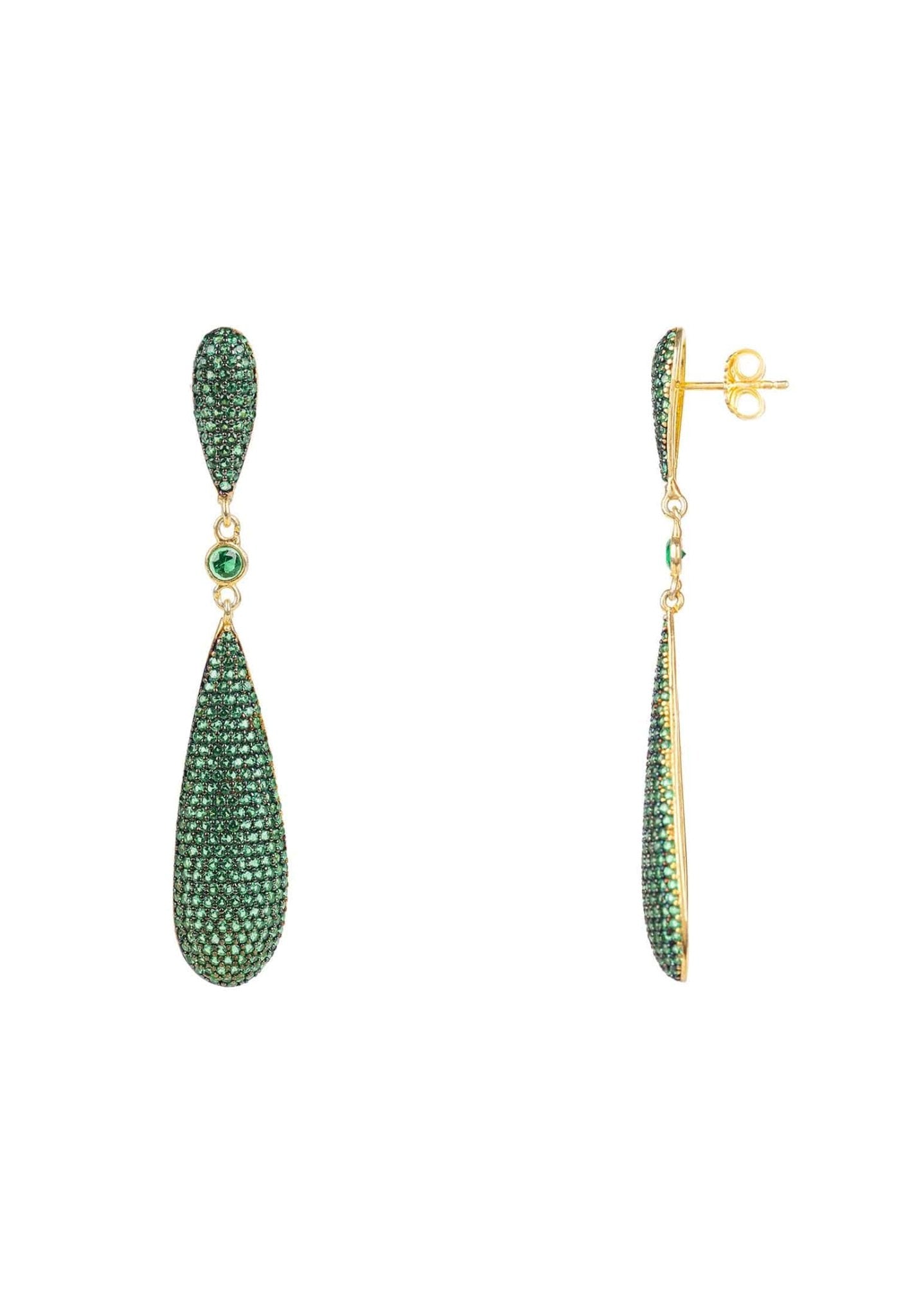Latelita Long Drop Earrings Emerald Green Cz - LATELITA Earrings