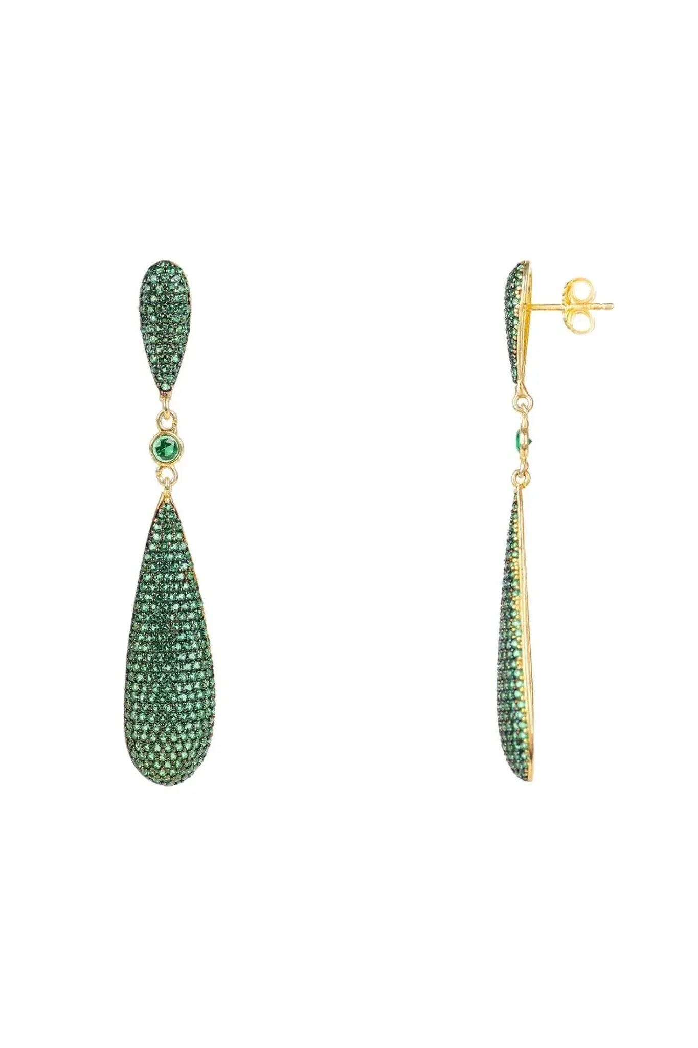 Latelita Long Drop Earrings Emerald Green Cz - LATELITA Earrings