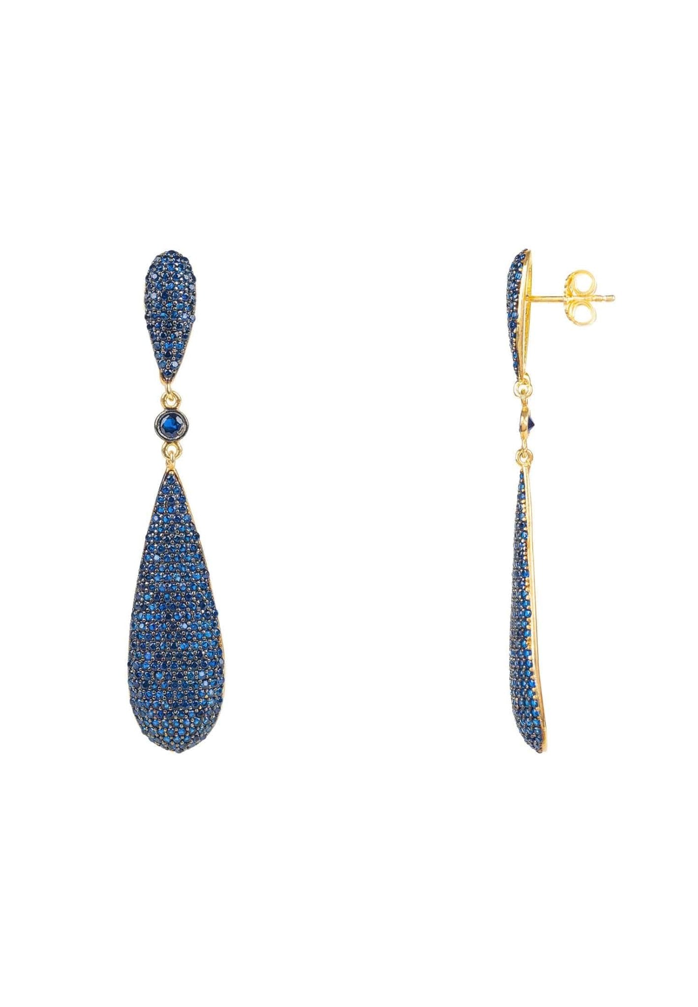 Latelita Long Drop Earrings Sapphire Blue Cz - LATELITA Earrings