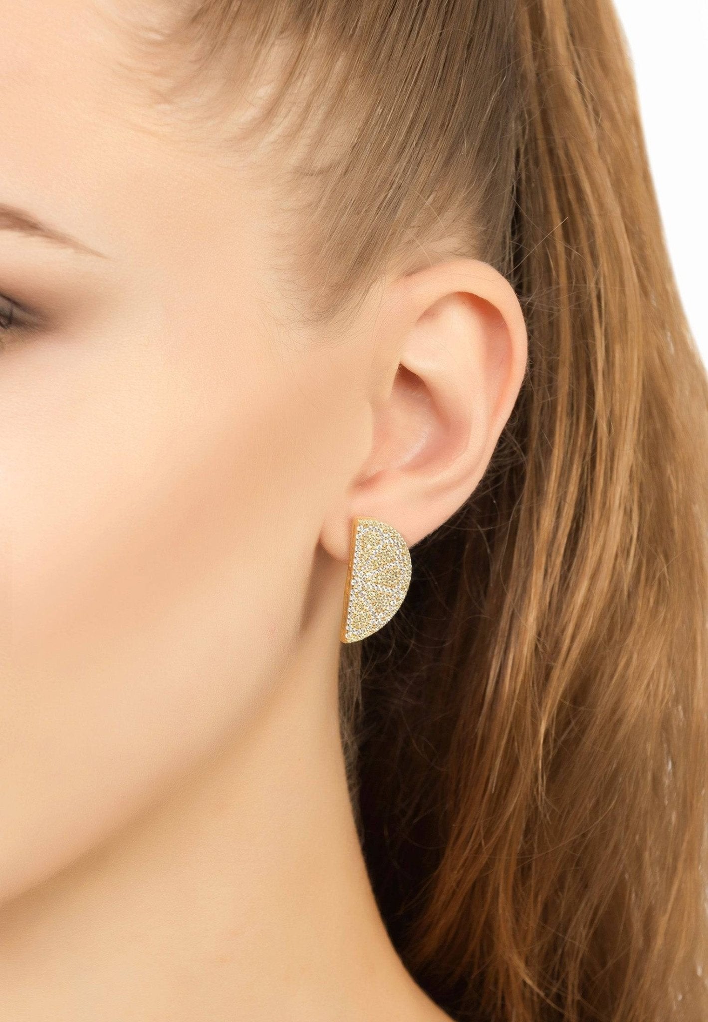 Lemon Fruit Large Stud Earrings Gold - LATELITA Earrings