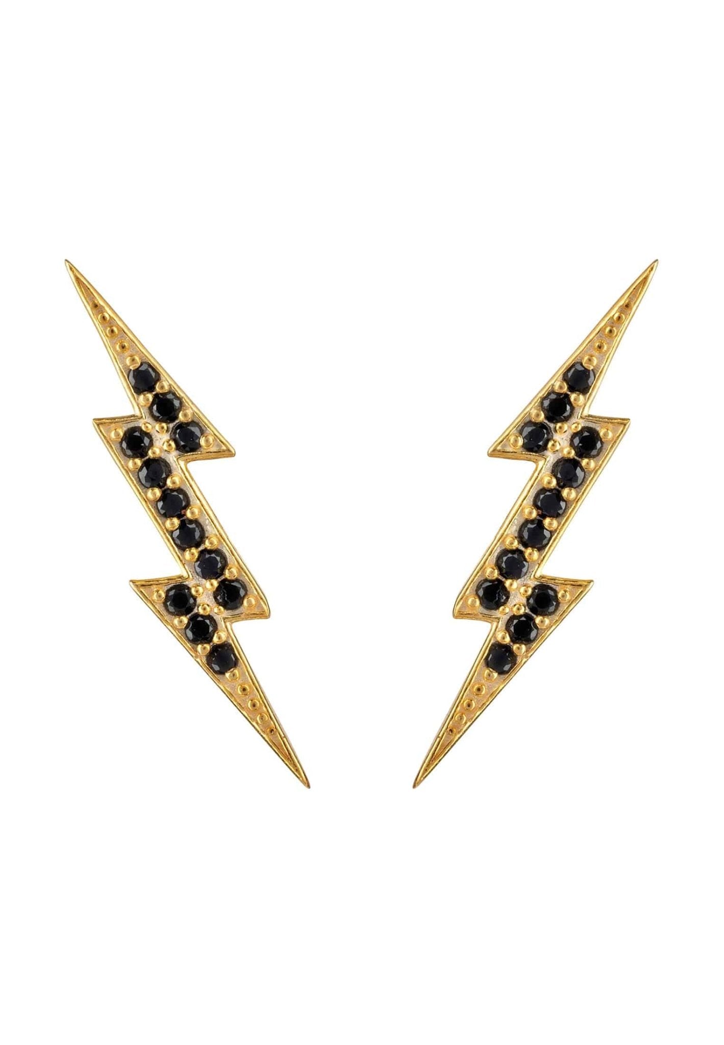 Lightning Bolt Stud Earrings Black Gold - LATELITA Earrings