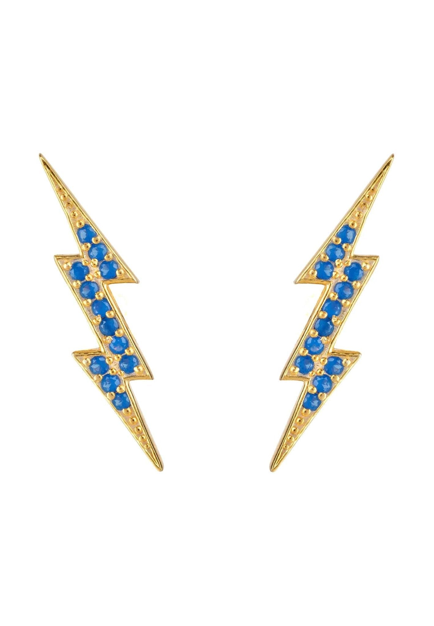 Lightning Bolt Stud Earrings Blue Gold - LATELITA Earrings