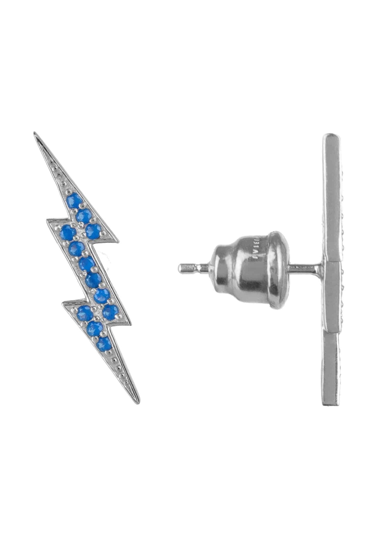 Lightning Bolt Stud Earrings Blue Silver - LATELITA Earrings