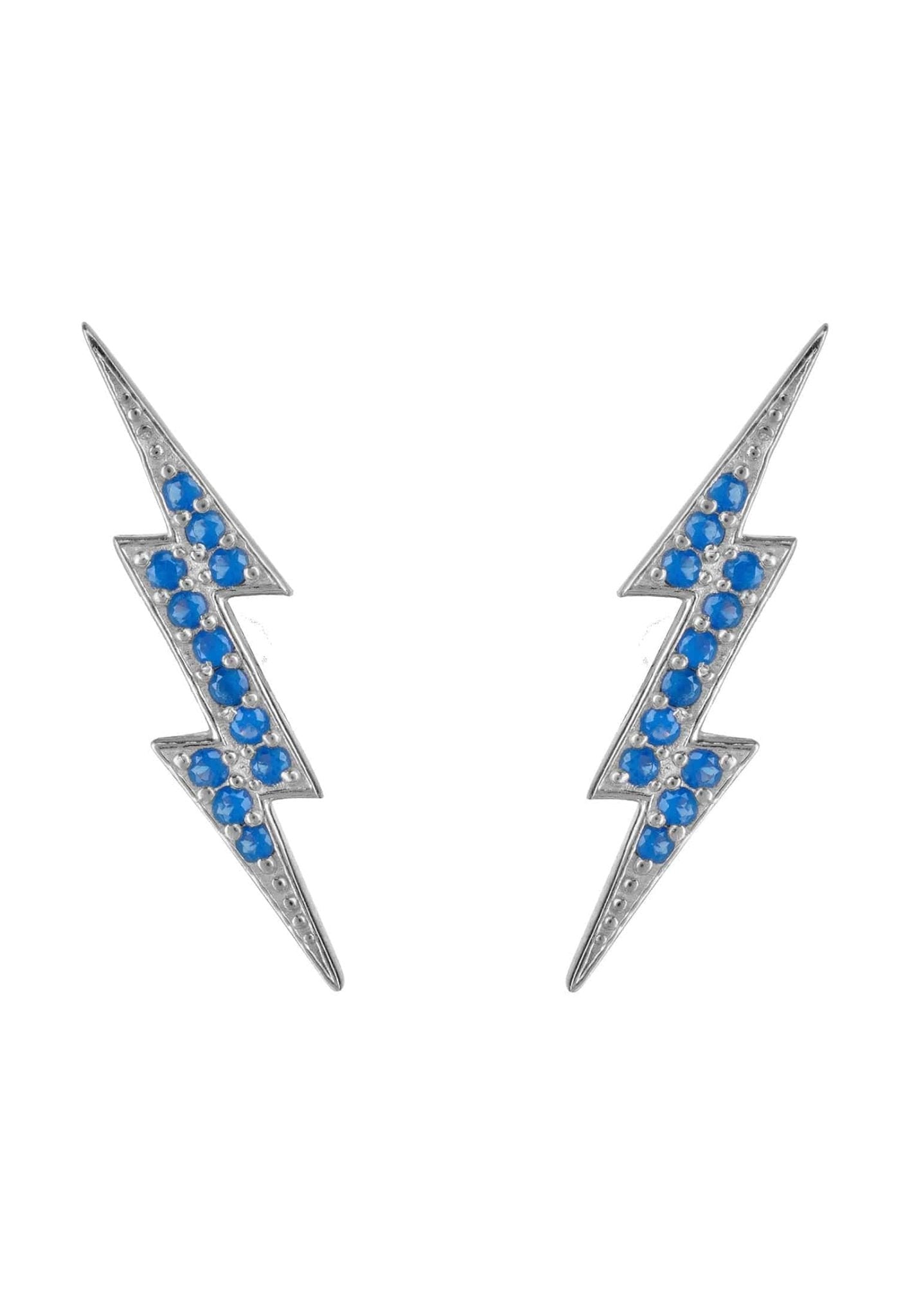 Lightning Bolt Stud Earrings Blue Silver - LATELITA Earrings
