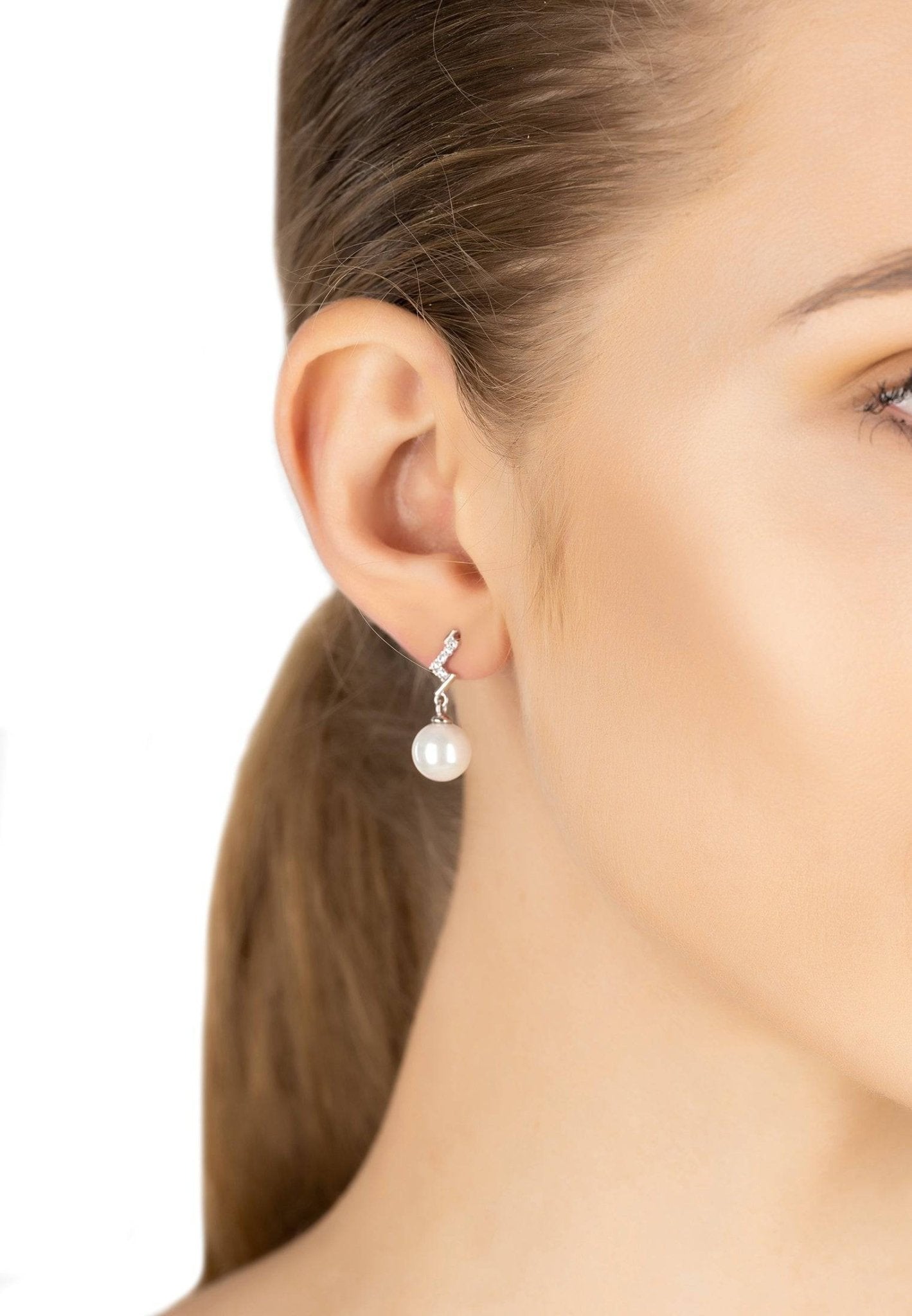 Lightning Flash Pearl Drop Earrings Silver - LATELITA Earrings