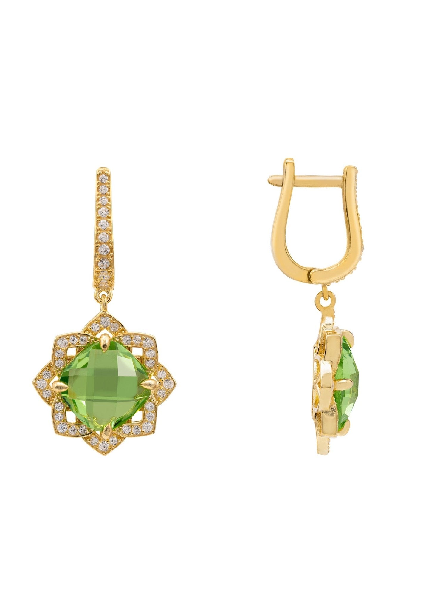 Lilian Flower Gemstone Earrings Gold Peridot - LATELITA Earrings