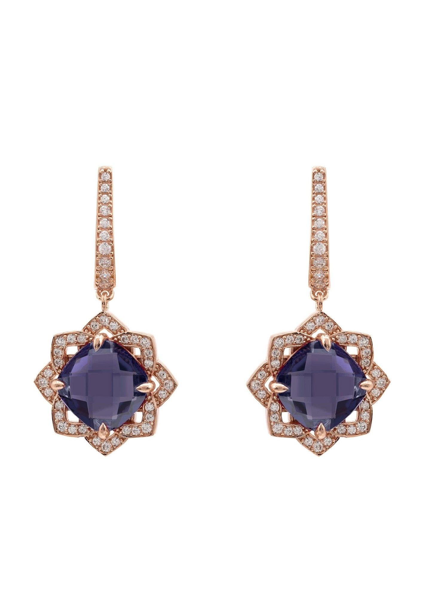 Lilian Flower Gemstone Earrings Rosegold Amethyst - LATELITA Earrings