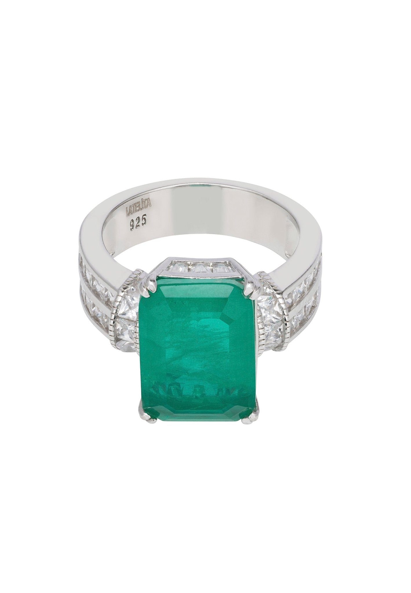 Lillibet Colombian Emerald Cocktail Ring Silver - LATELITA Rings