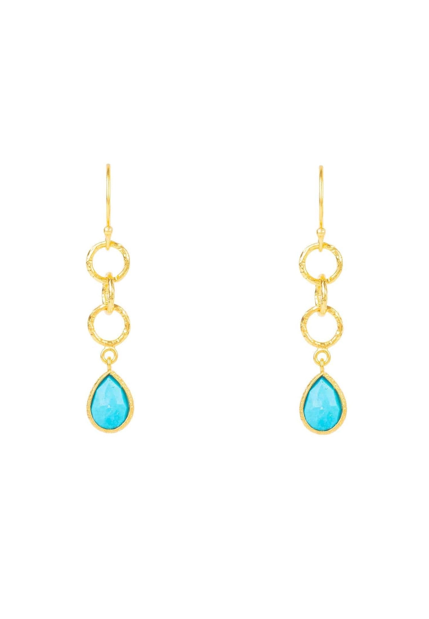 Linked Gemstone Drop Earrings Gold Turquoise - LATELITA Earrings
