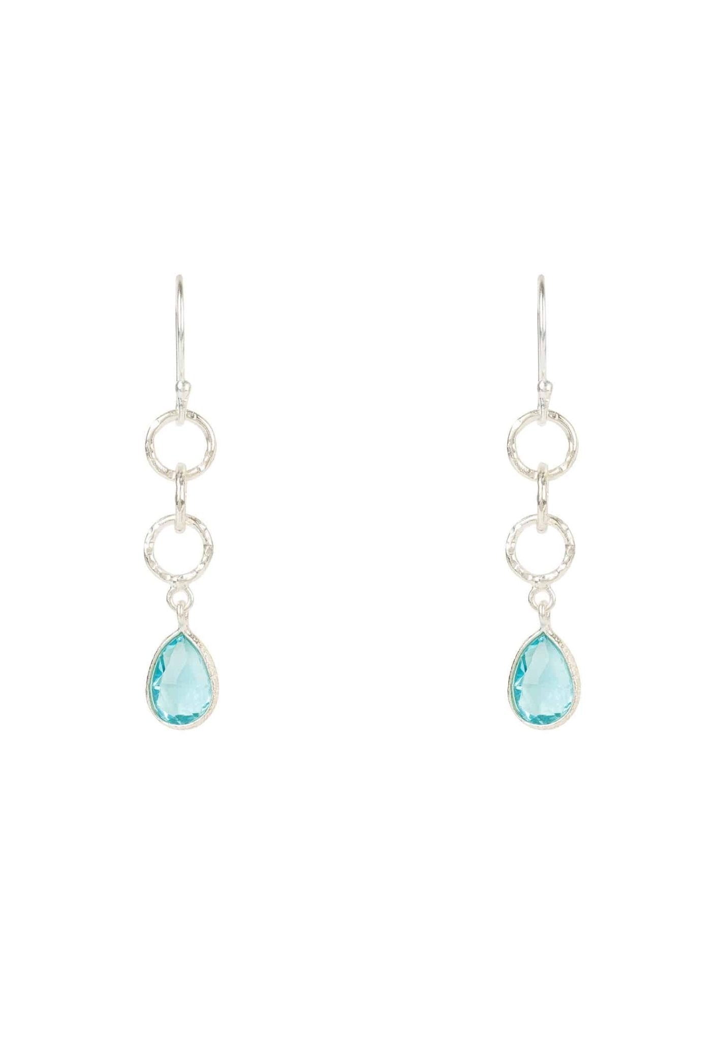 Linked Gemstone Drop Earrings Silver Blue Topaz - LATELITA Earrings