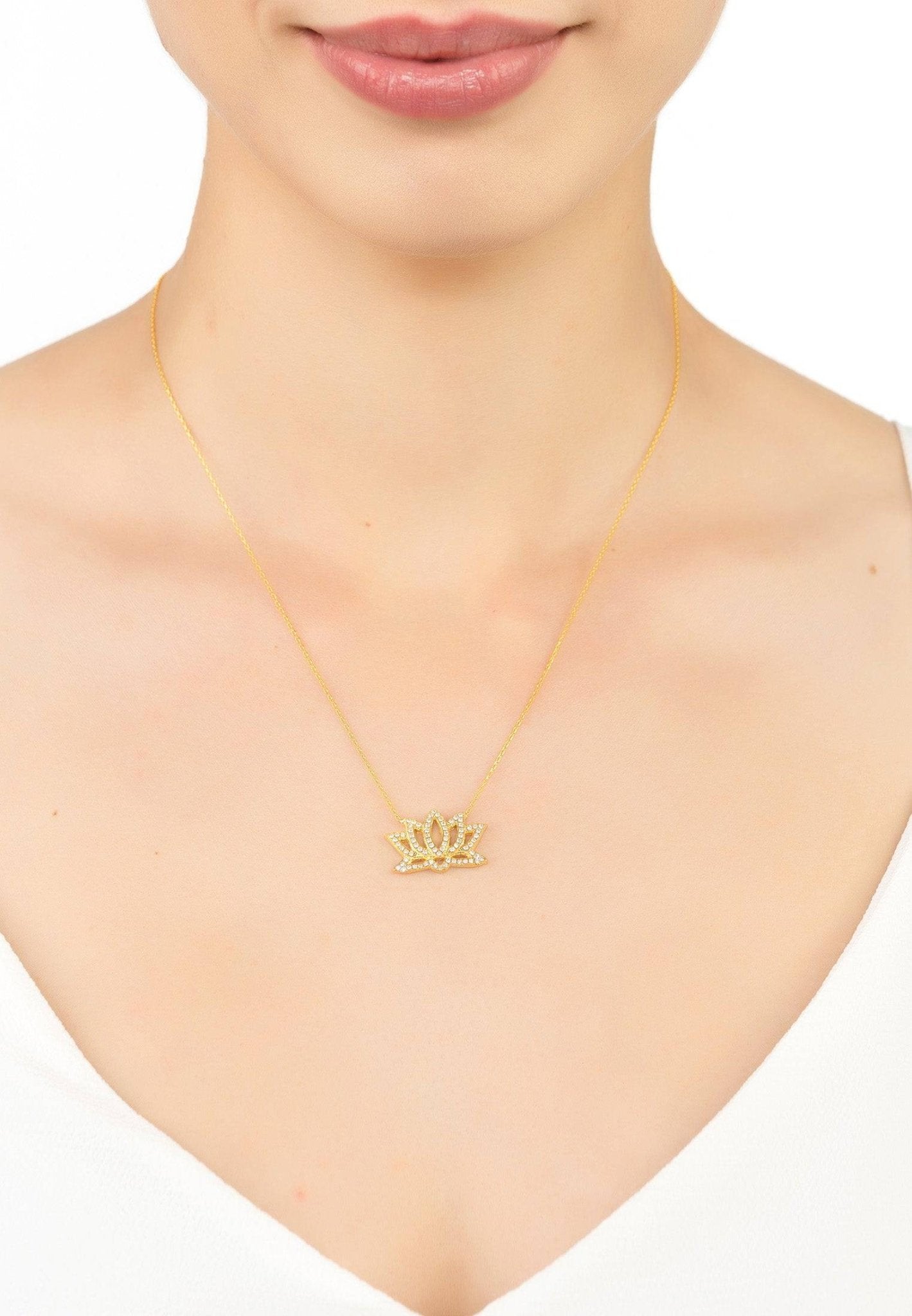 Lotus Flower Necklace Gold - LATELITA Necklaces