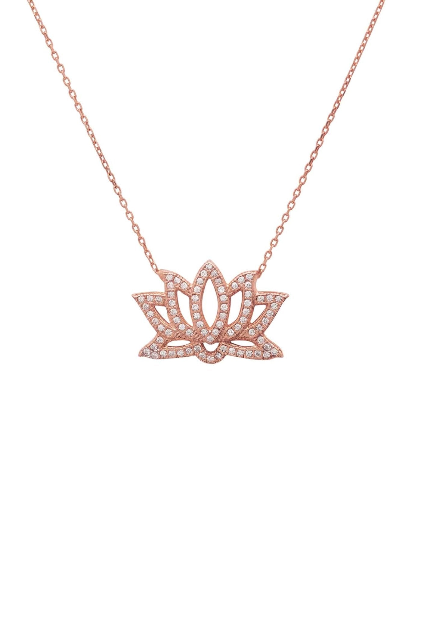 Lotus Flower Necklace Rosegold - LATELITA Necklaces
