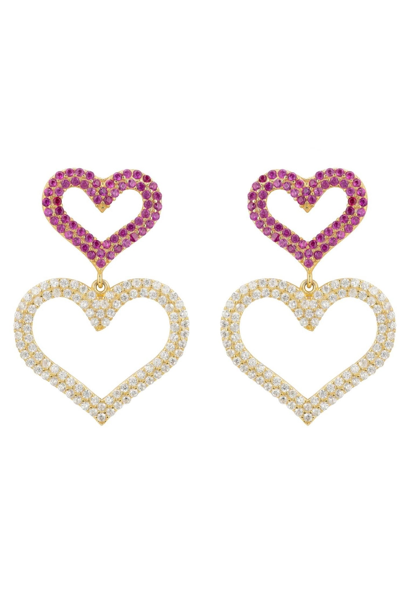Love Hearts Drop Earrings Gold - LATELITA Earrings