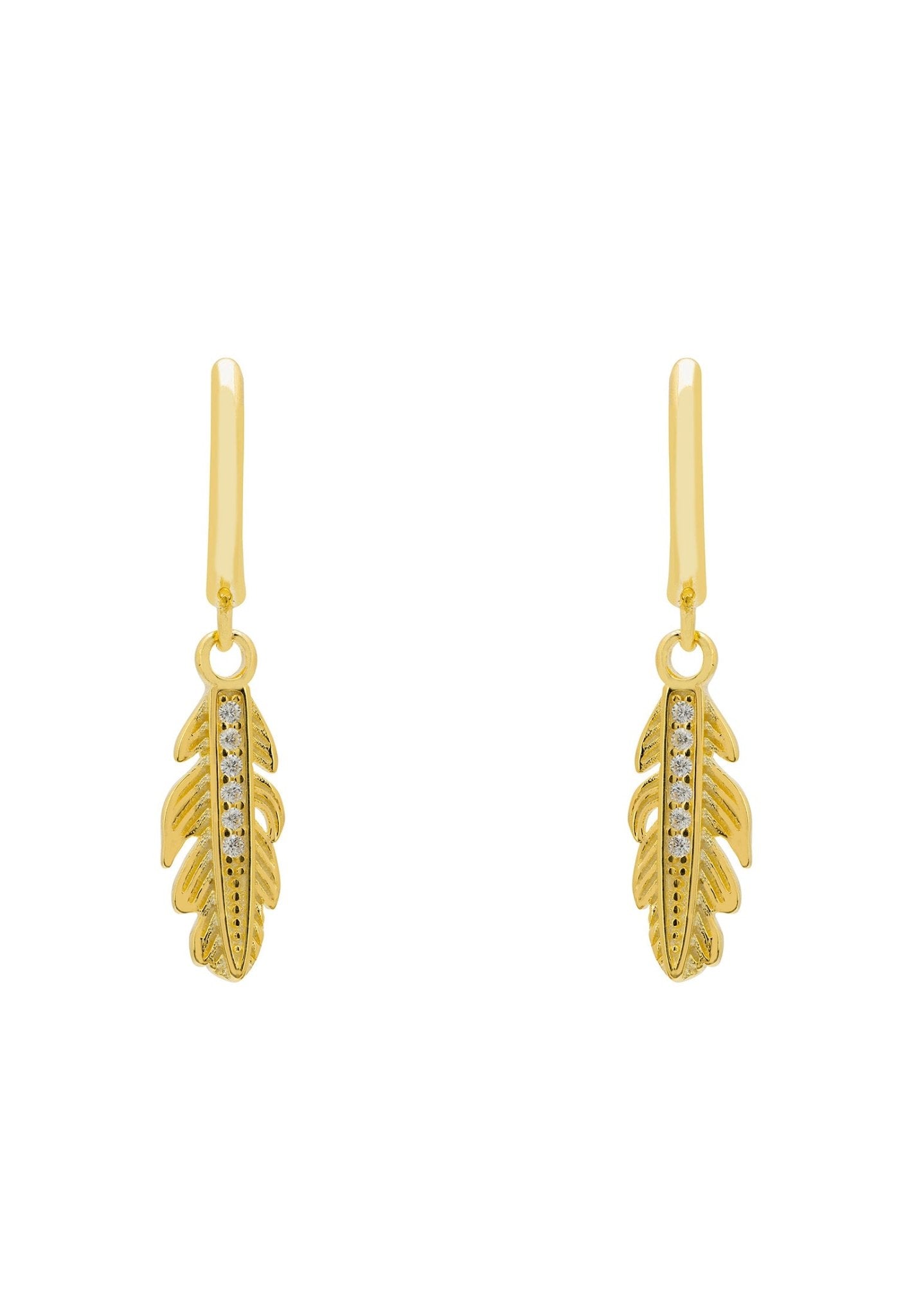 Lucky Feather Huggie Hoop Earrings Gold - LATELITA Earrings