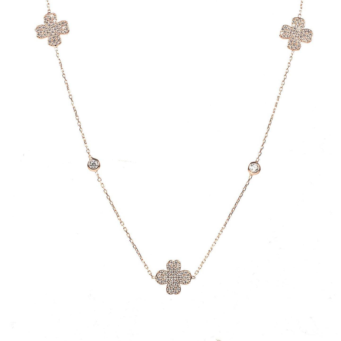 Lucky Four Leaf Clover Necklace Long Rose Gold - LATELITA Necklaces