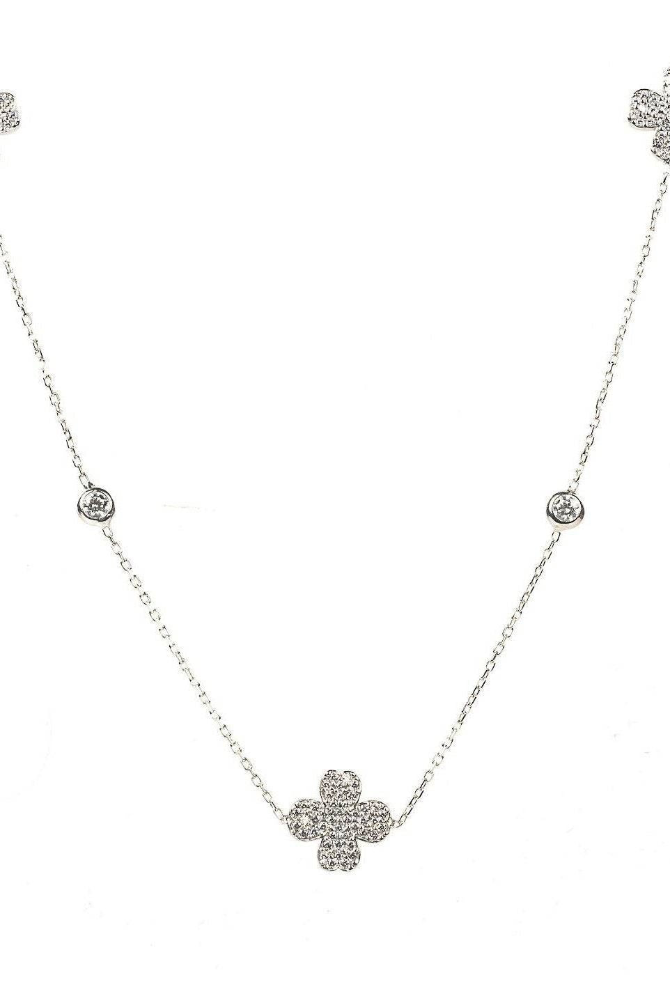 Lucky Four Leaf Clover Necklace Long Silver - LATELITA Necklaces