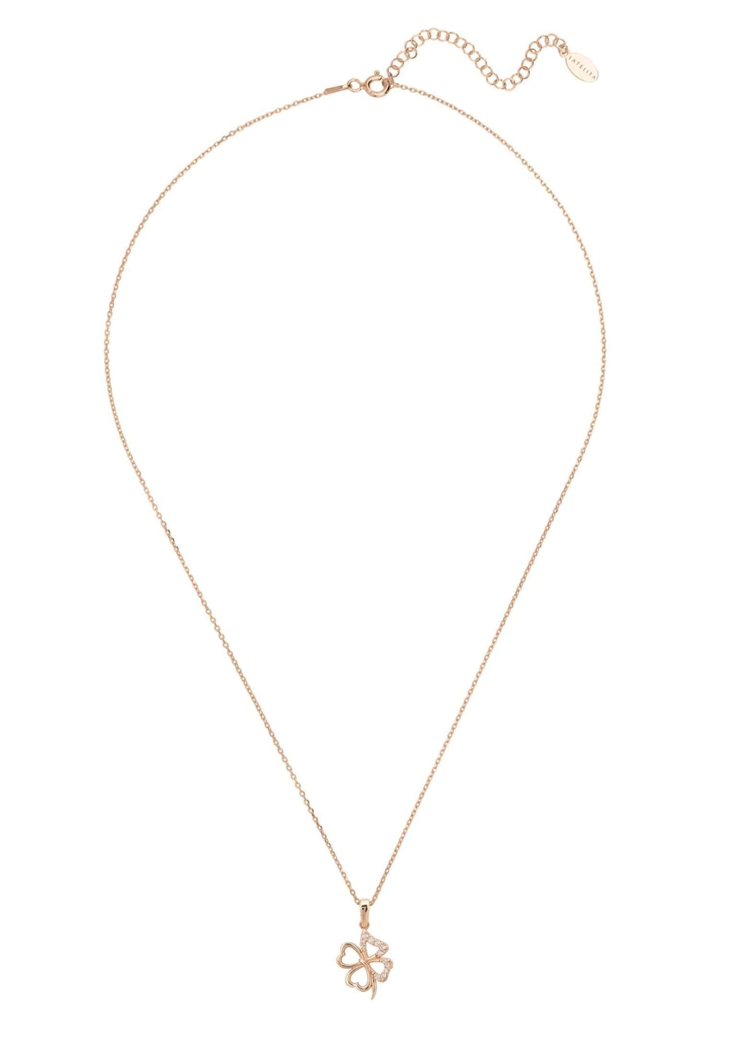 Lucky Shamrock Clover Necklace Rosegold - LATELITA Necklaces
