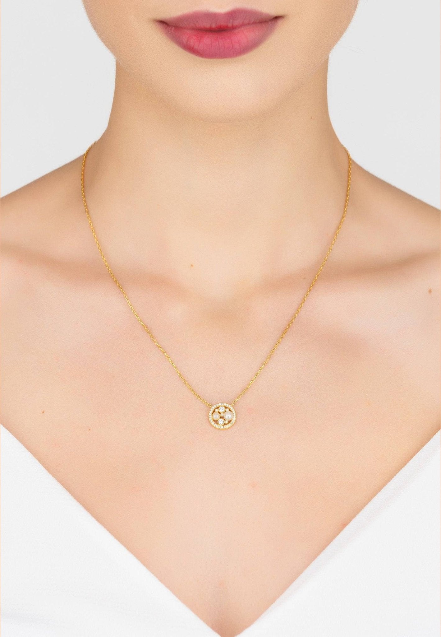 Lulu White Pearl Gold Pendant Necklace - LATELITA Necklaces