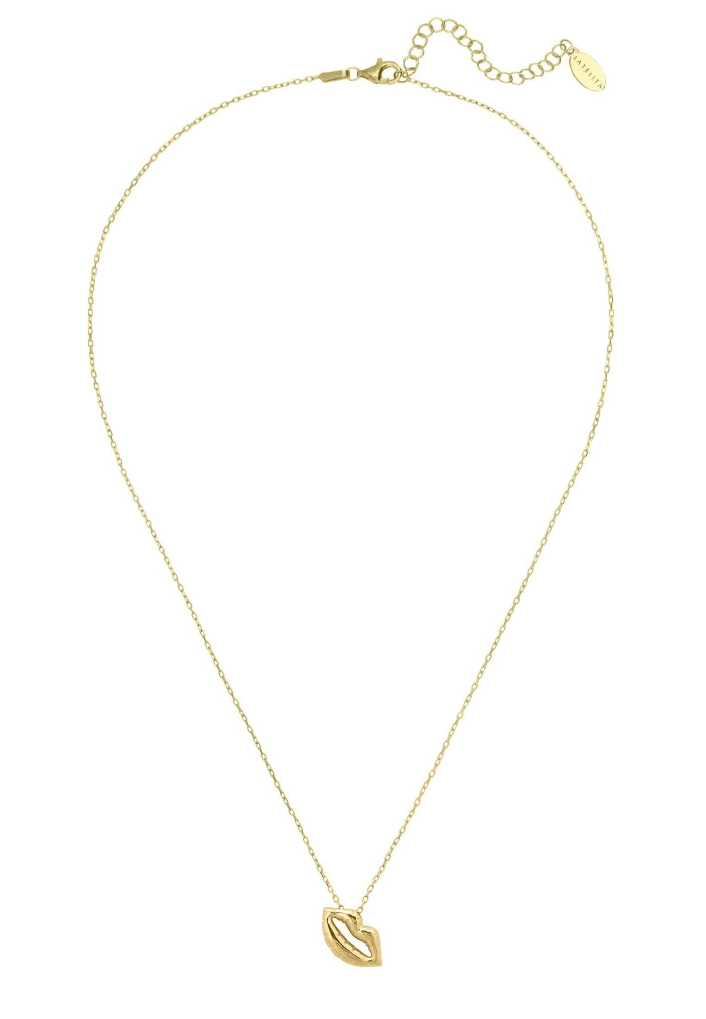 Luscious Lips Pendant Necklace Gold - LATELITA Necklaces