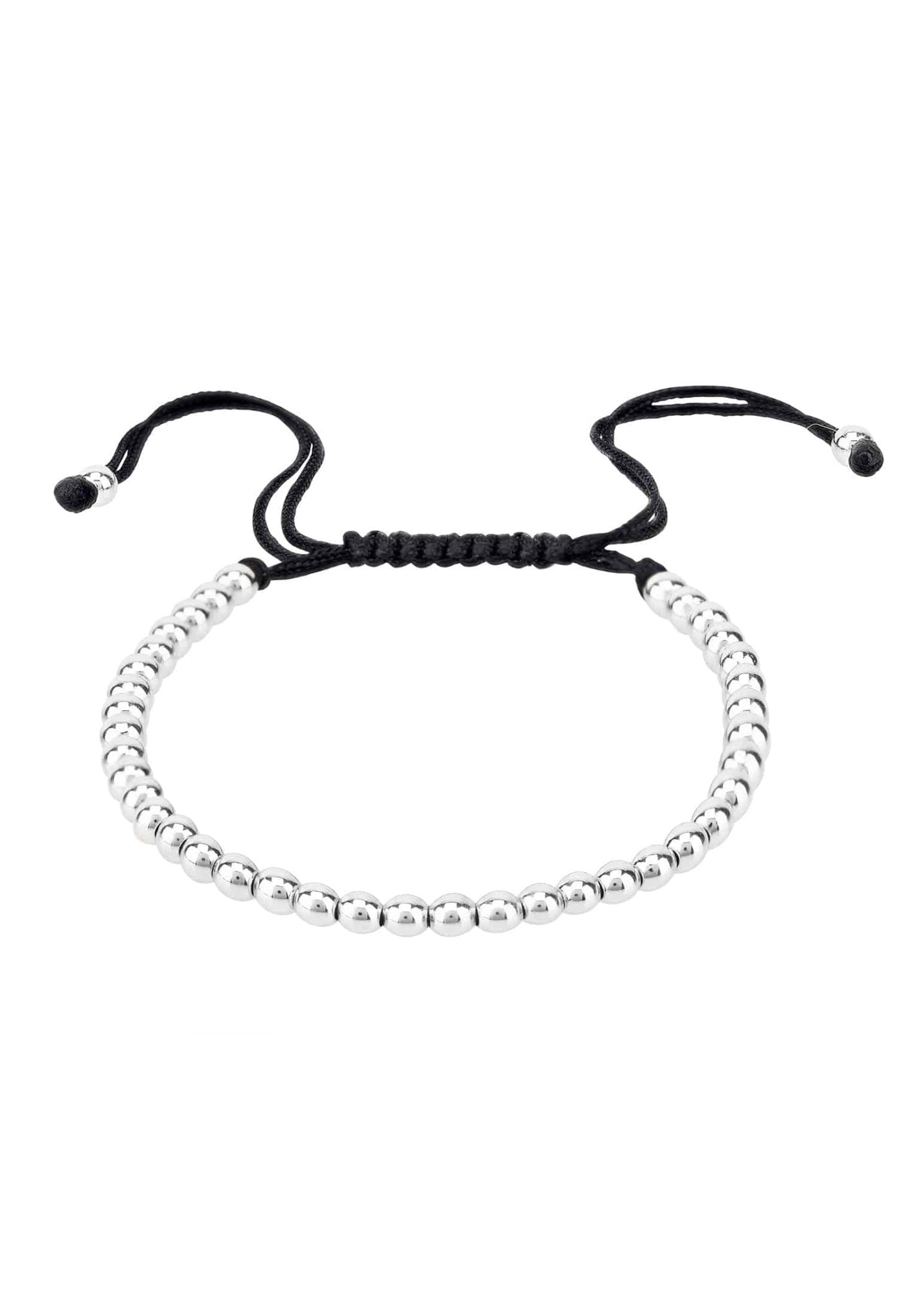 Macrame Mens Black Metal Bead Bracelet Silver - LATELITA Bracelets
