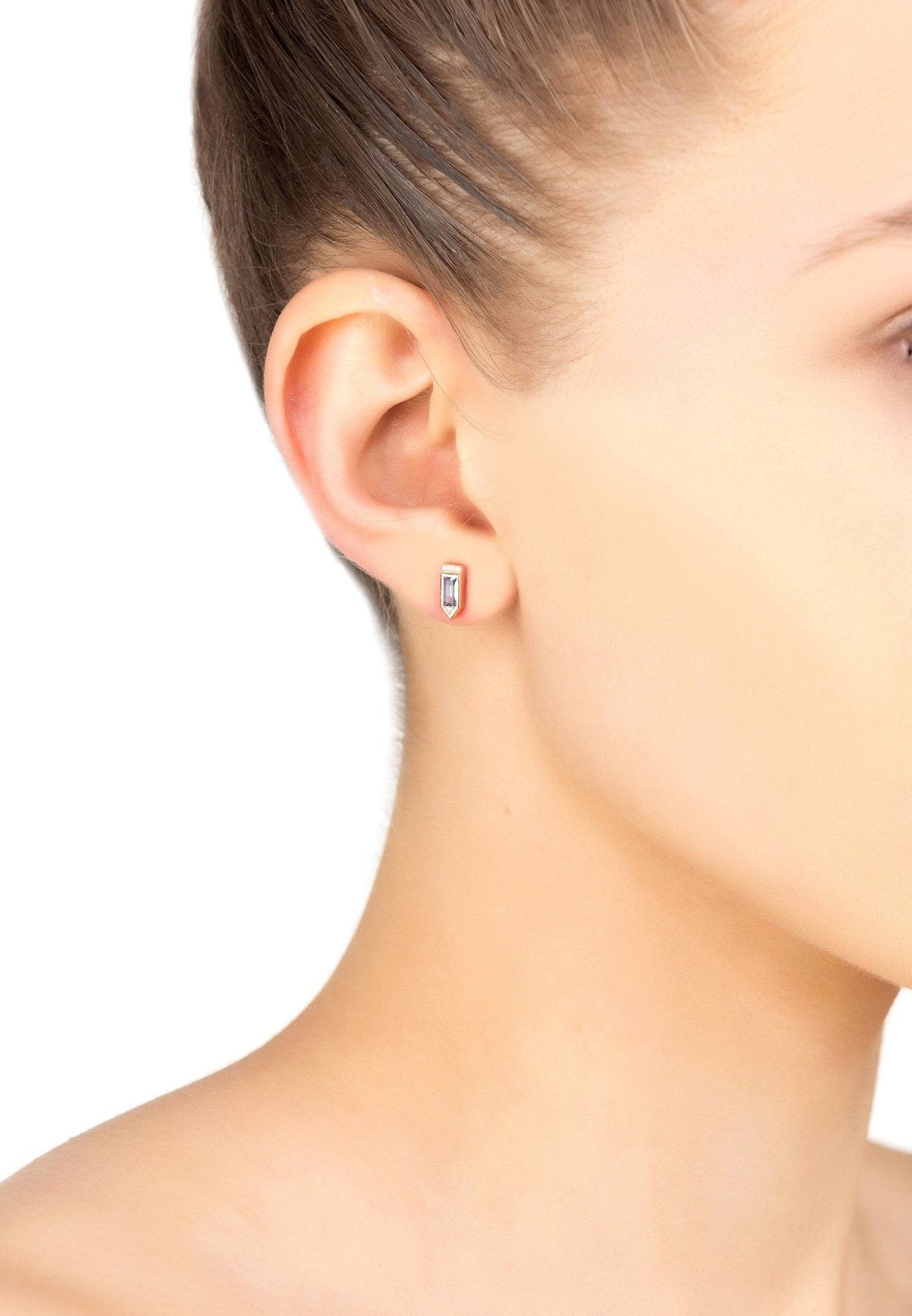 Manhattan Stud Earrings Blue Topaz Rosegold - LATELITA Earrings