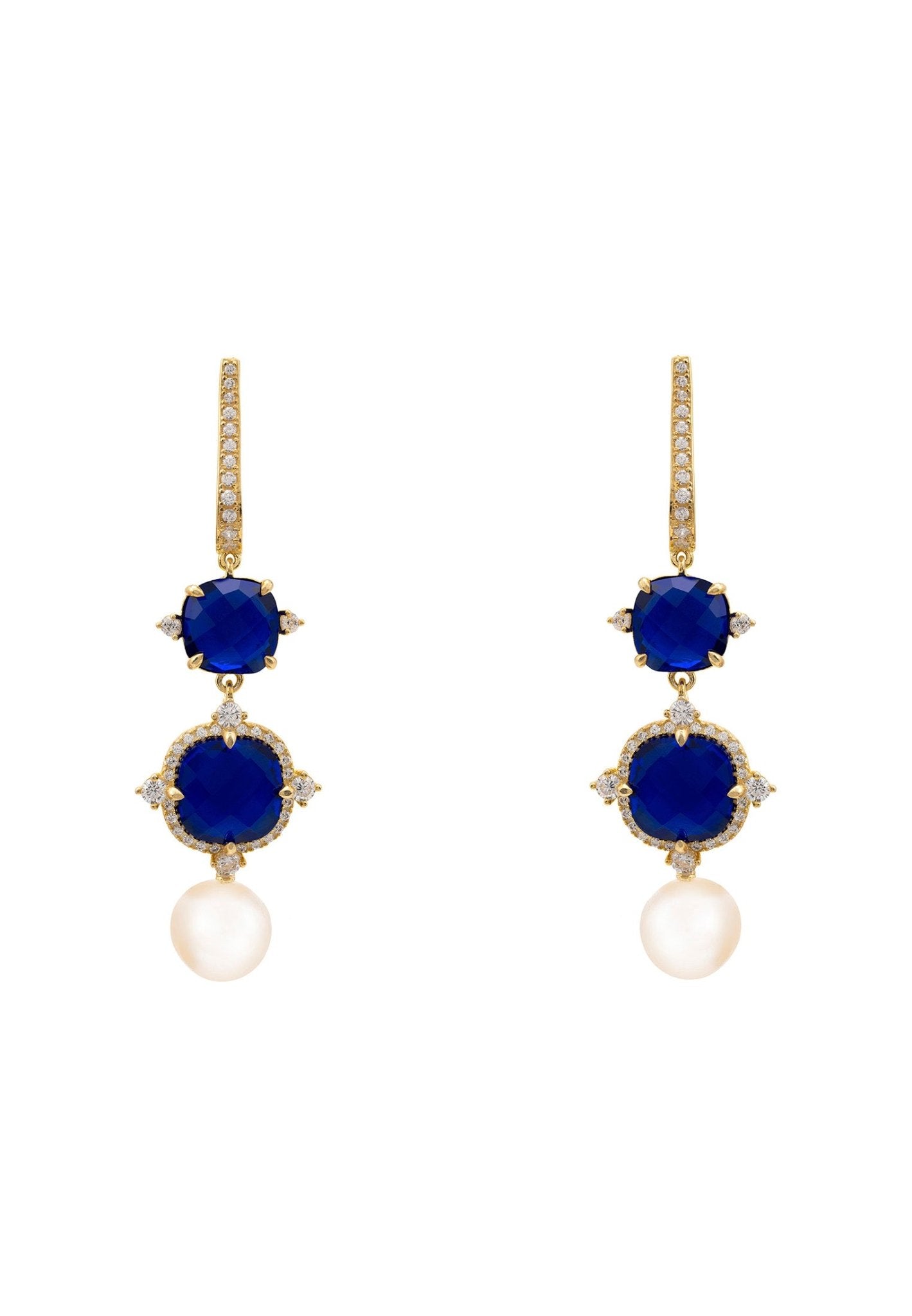 Marguerite Pearl & Sapphire Earrings Gold - LATELITA Earrings