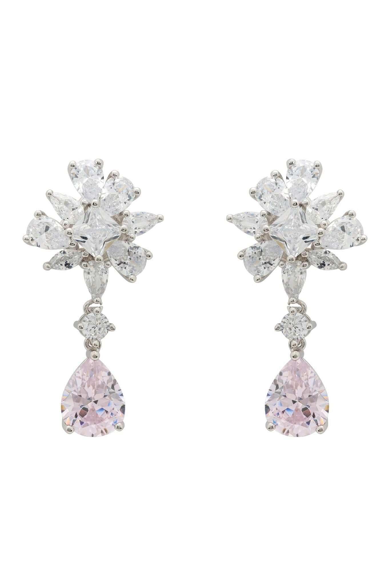 Marilyn Drop Earrings Silver Pink Morganite - LATELITA Earrings
