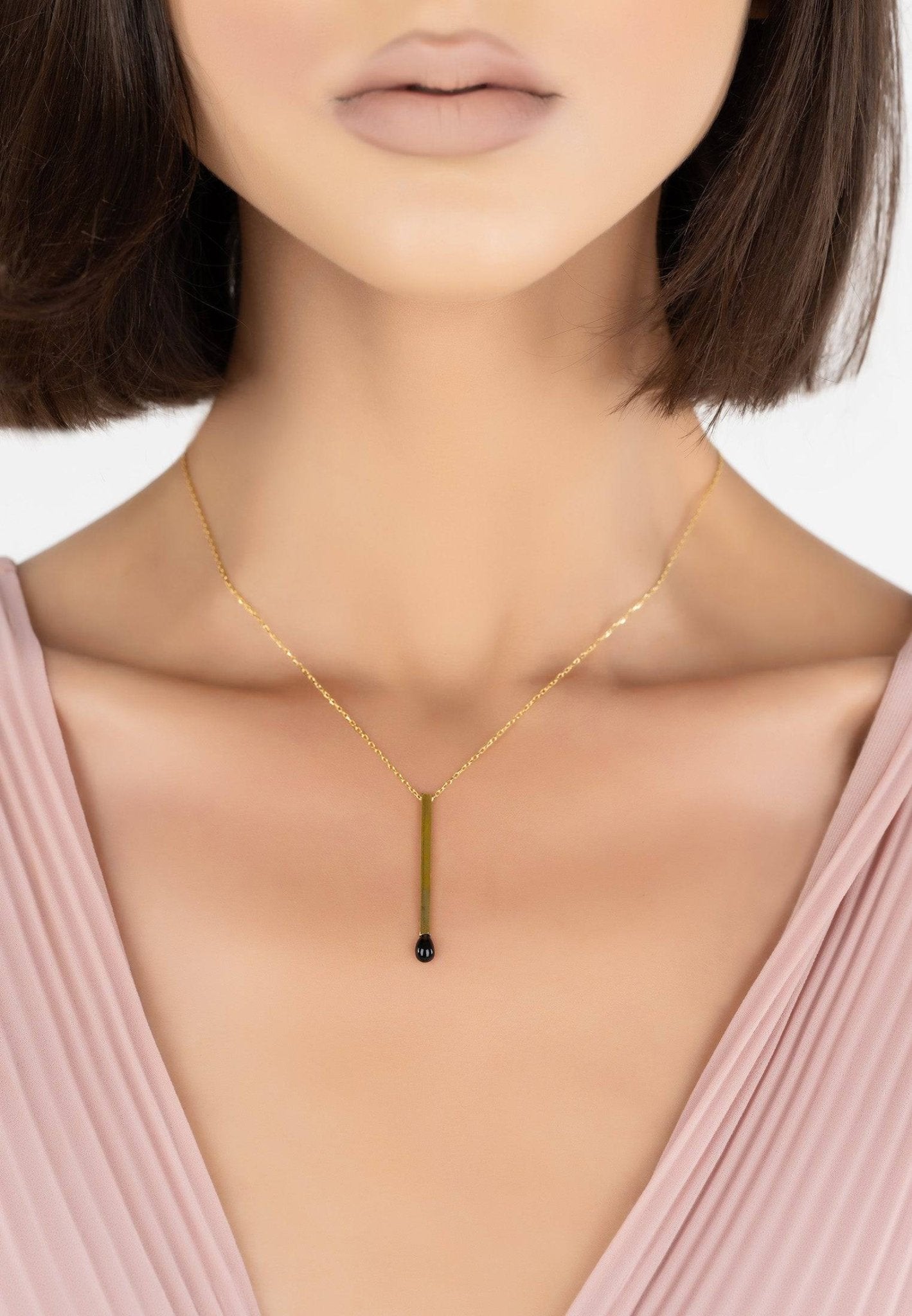 Matchstick Pendant Necklace Gold - LATELITA Necklaces