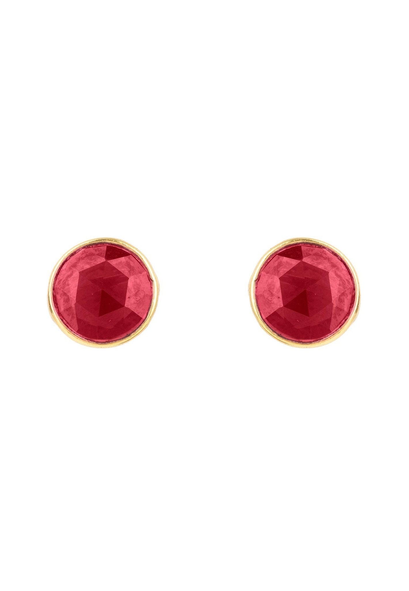 Medium Circle Gemstone Earrings Gold Garnet - LATELITA Earrings