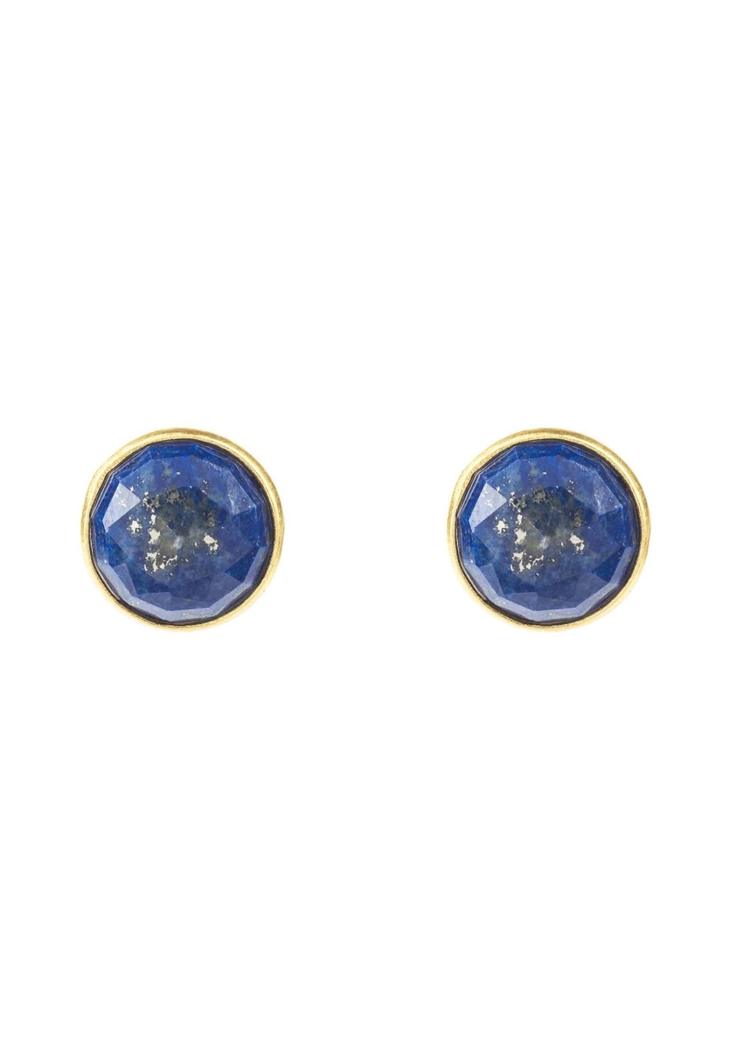 Medium Circle Gemstone Earrings Gold Lapis Lazuli - LATELITA Earrings