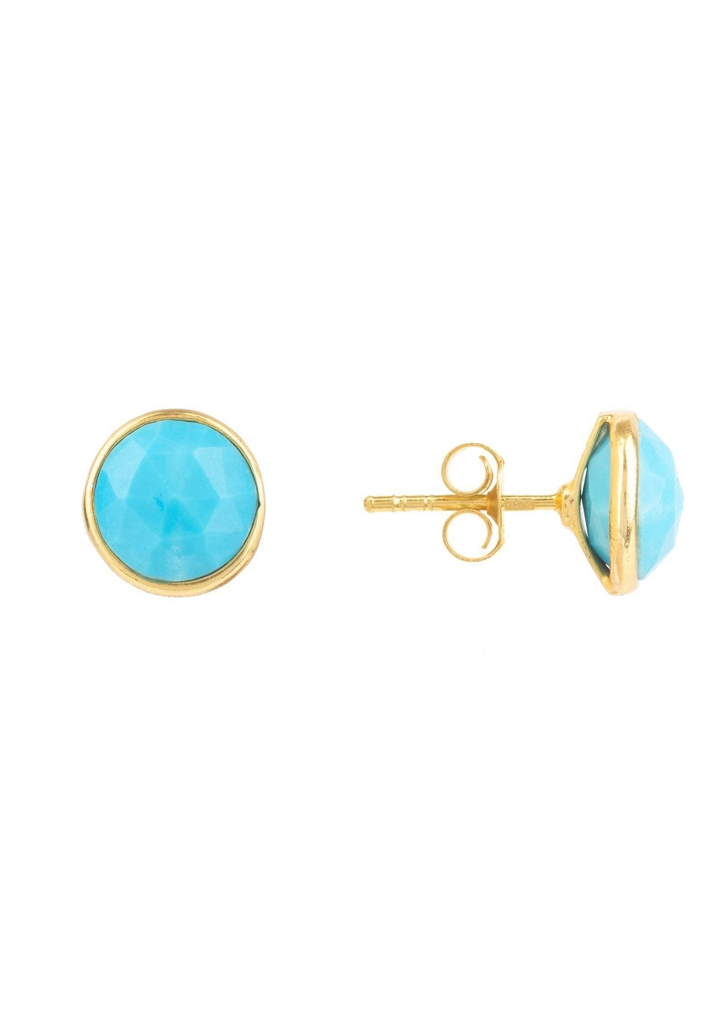 Medium Circle Gemstone Earrings Gold Turquoise - LATELITA Earrings