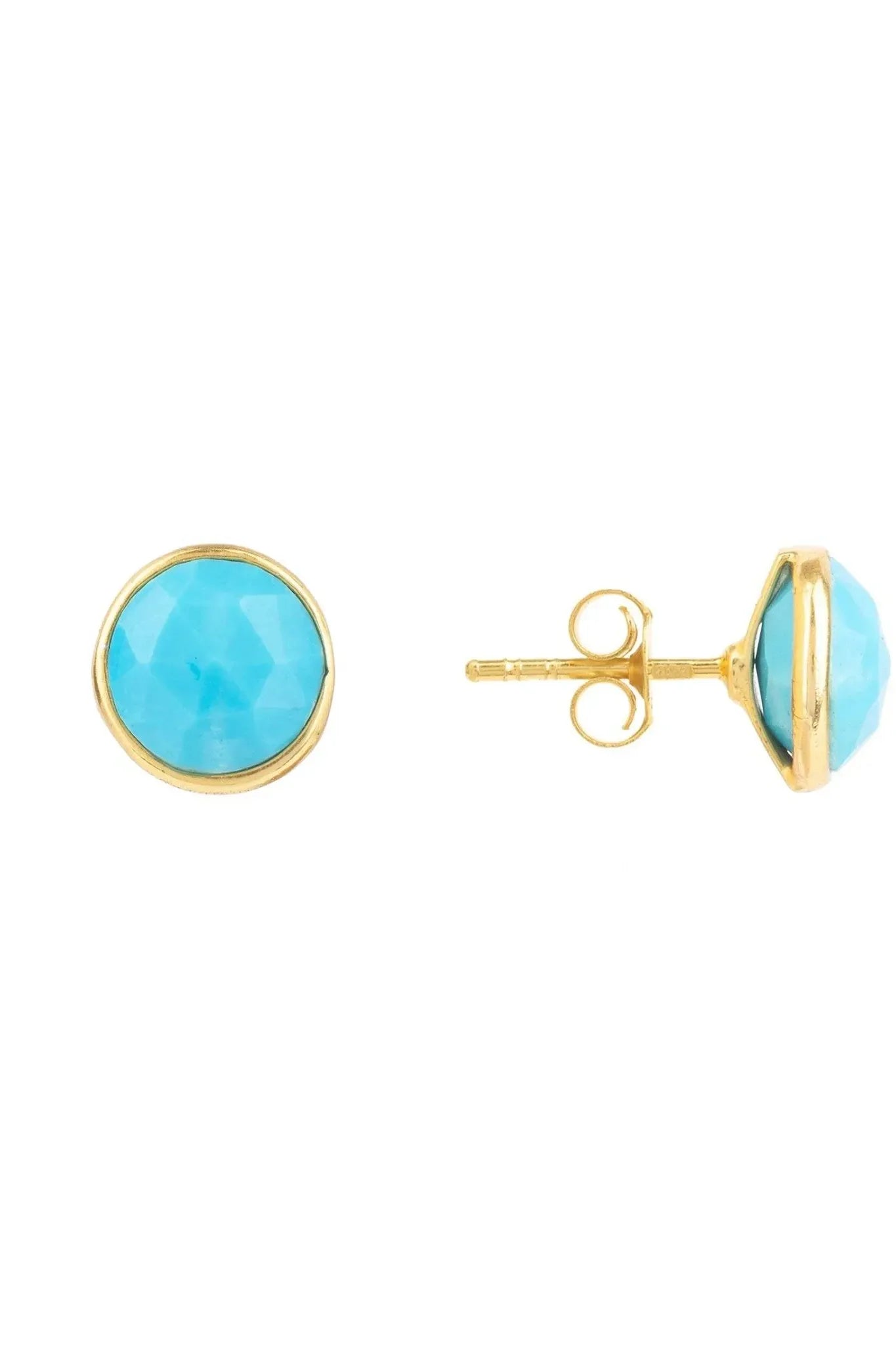 Medium Circle Gemstone Earrings Gold Turquoise - LATELITA Earrings