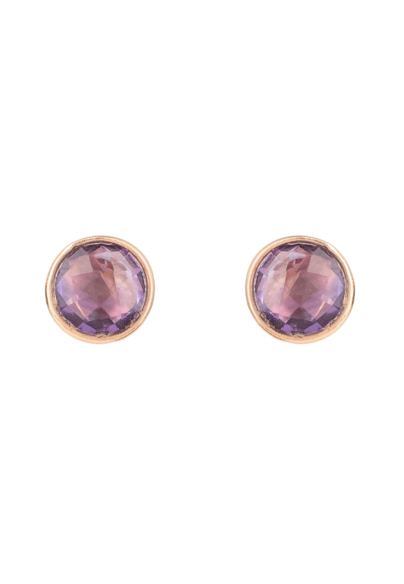 Medium Circle Gemstone Earrings Rosegold Amethyst - LATELITA Earrings