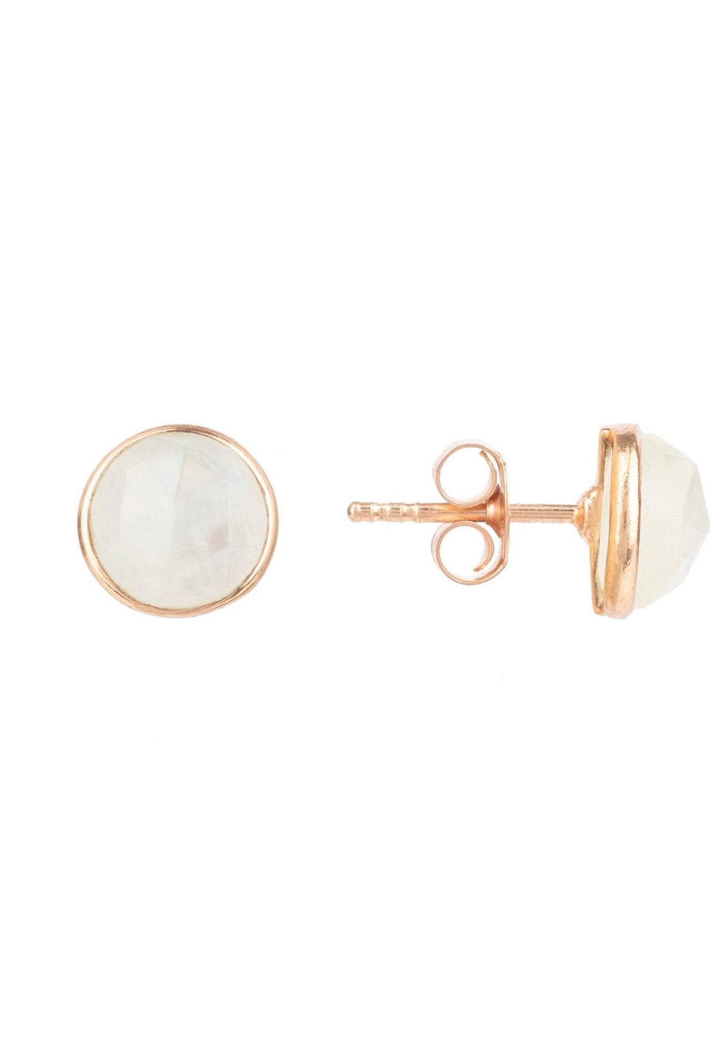Medium Circle Gemstone Earrings Rosegold Moonstone - LATELITA Earrings