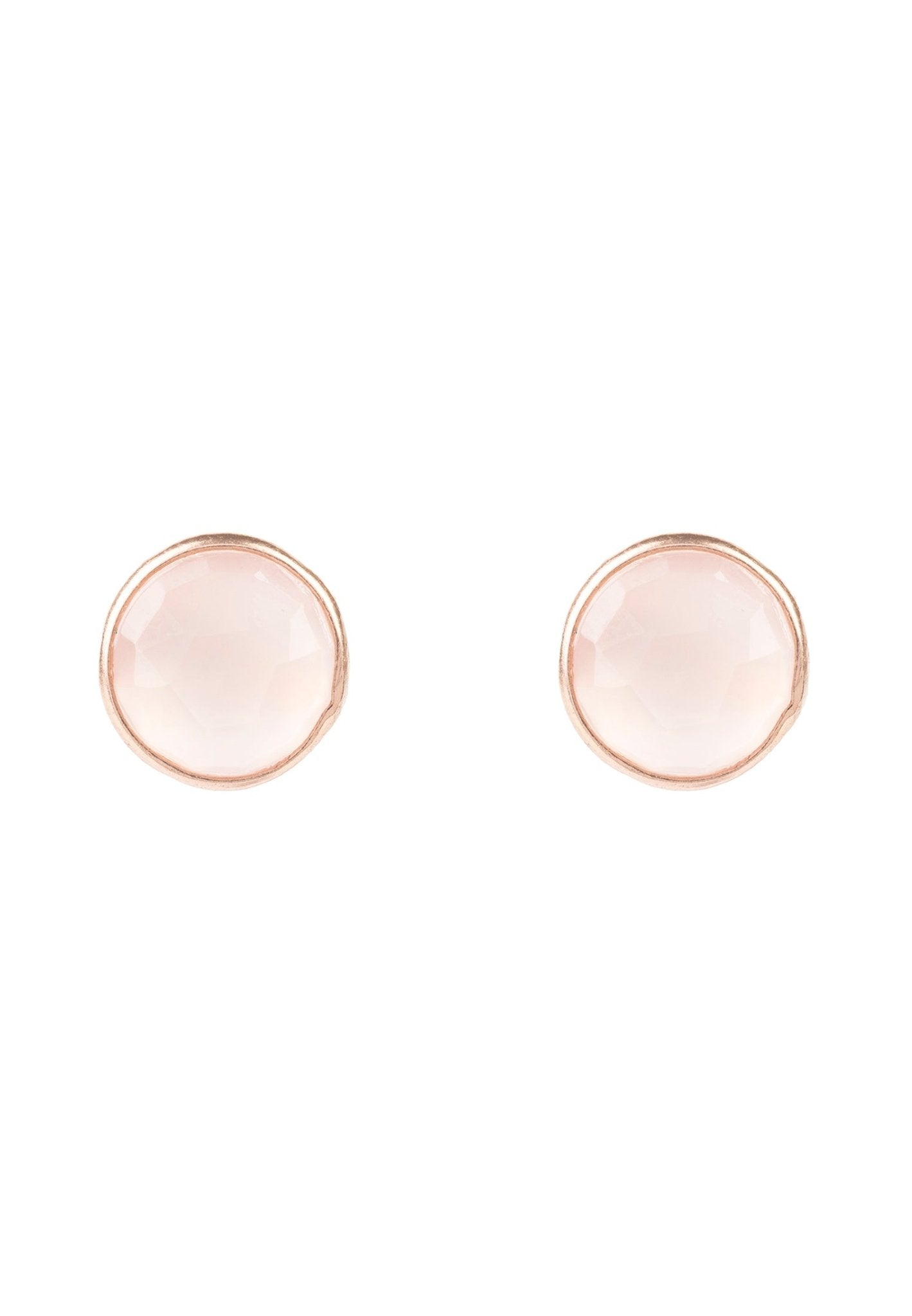 Medium Circle Gemstone Earrings Rosegold Rose Quartz - LATELITA Earrings