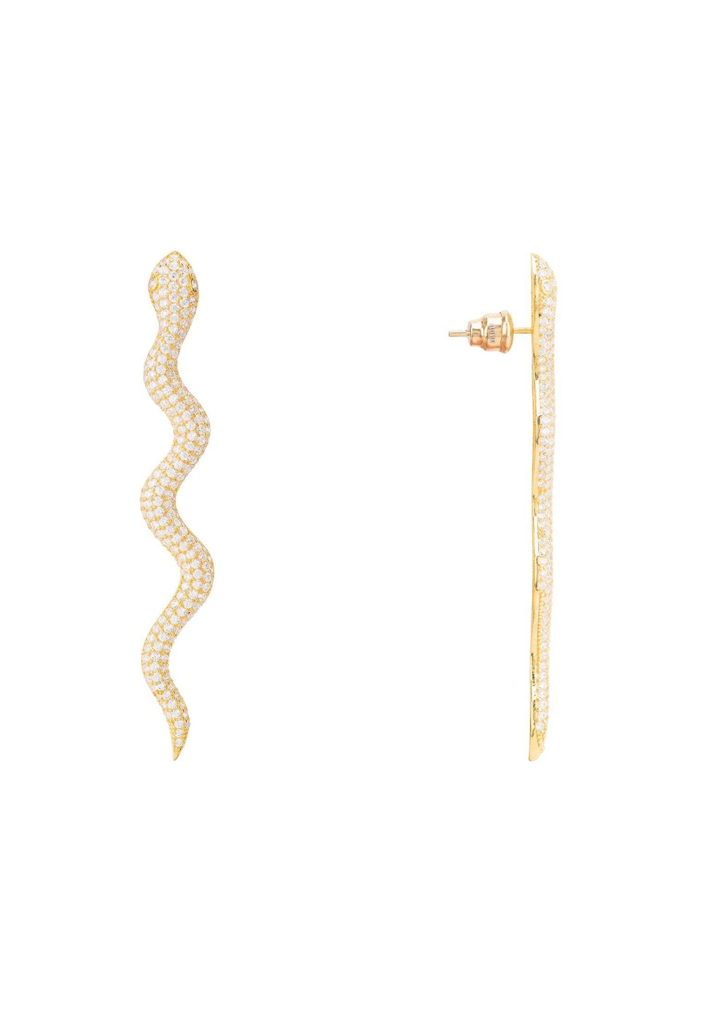 Medusa Long Serpent Stud Earrings Gold - LATELITA Earrings