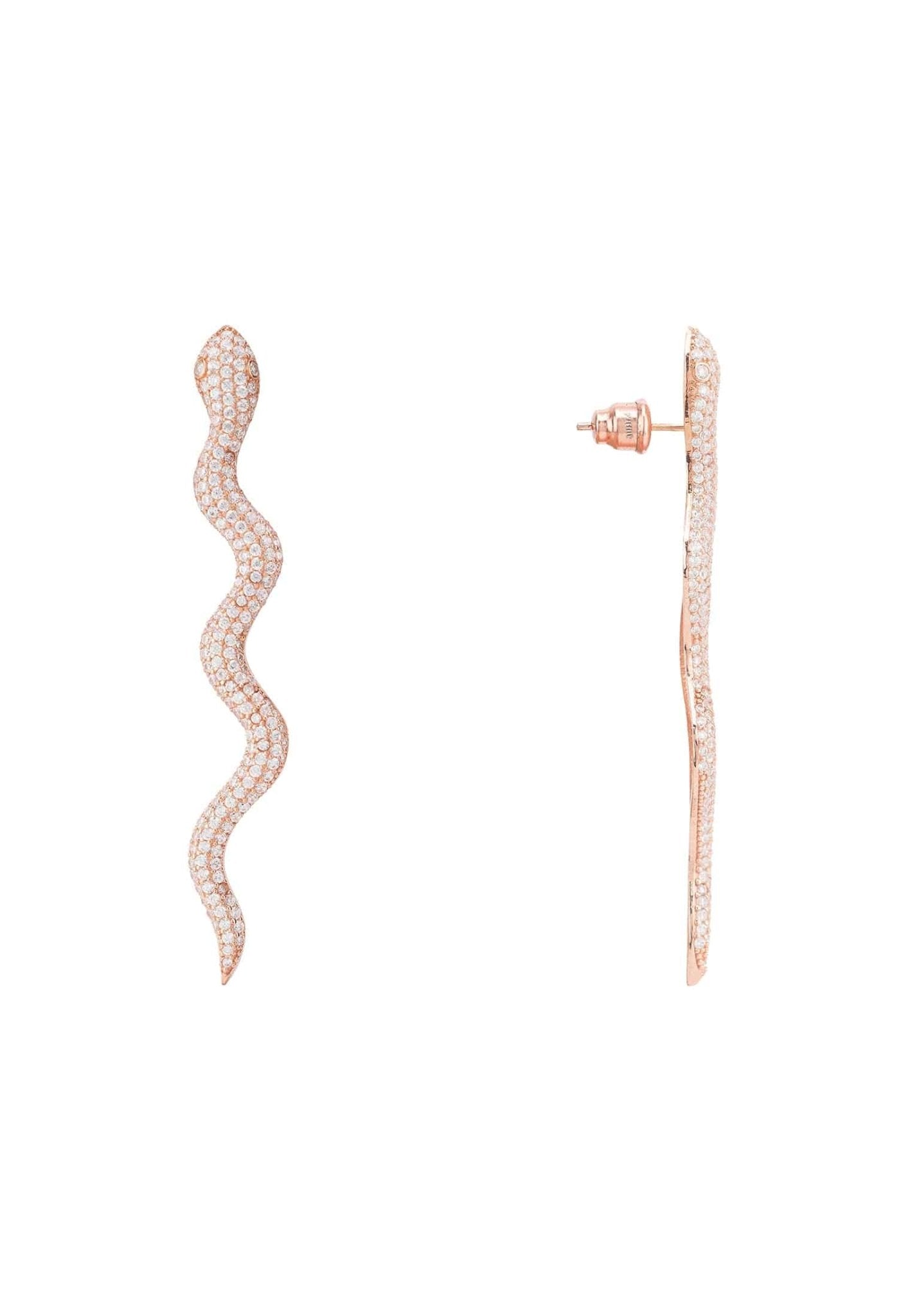Medusa Long Serpent Stud Earrings Rosegold - LATELITA Earrings