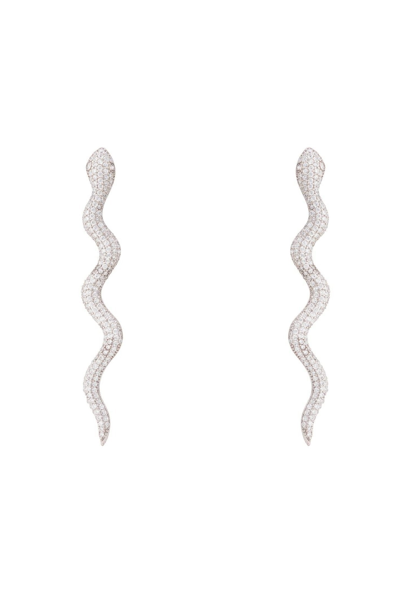 Medusa Long Serpent Stud Earrings Silver - LATELITA Earrings