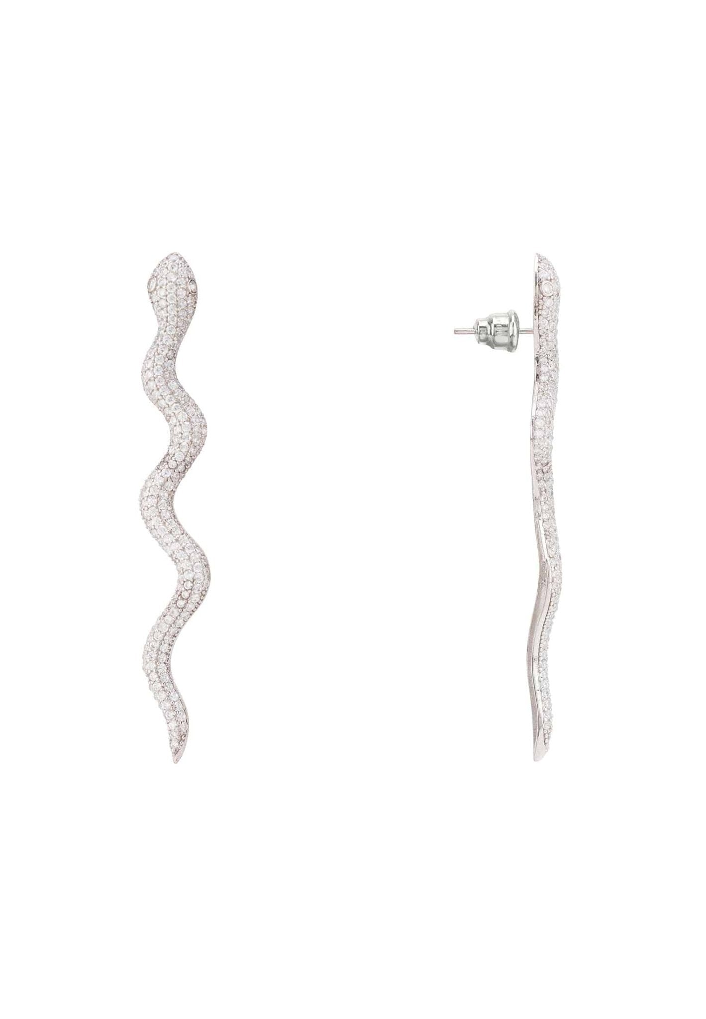 Medusa Long Serpent Stud Earrings Silver - LATELITA Earrings